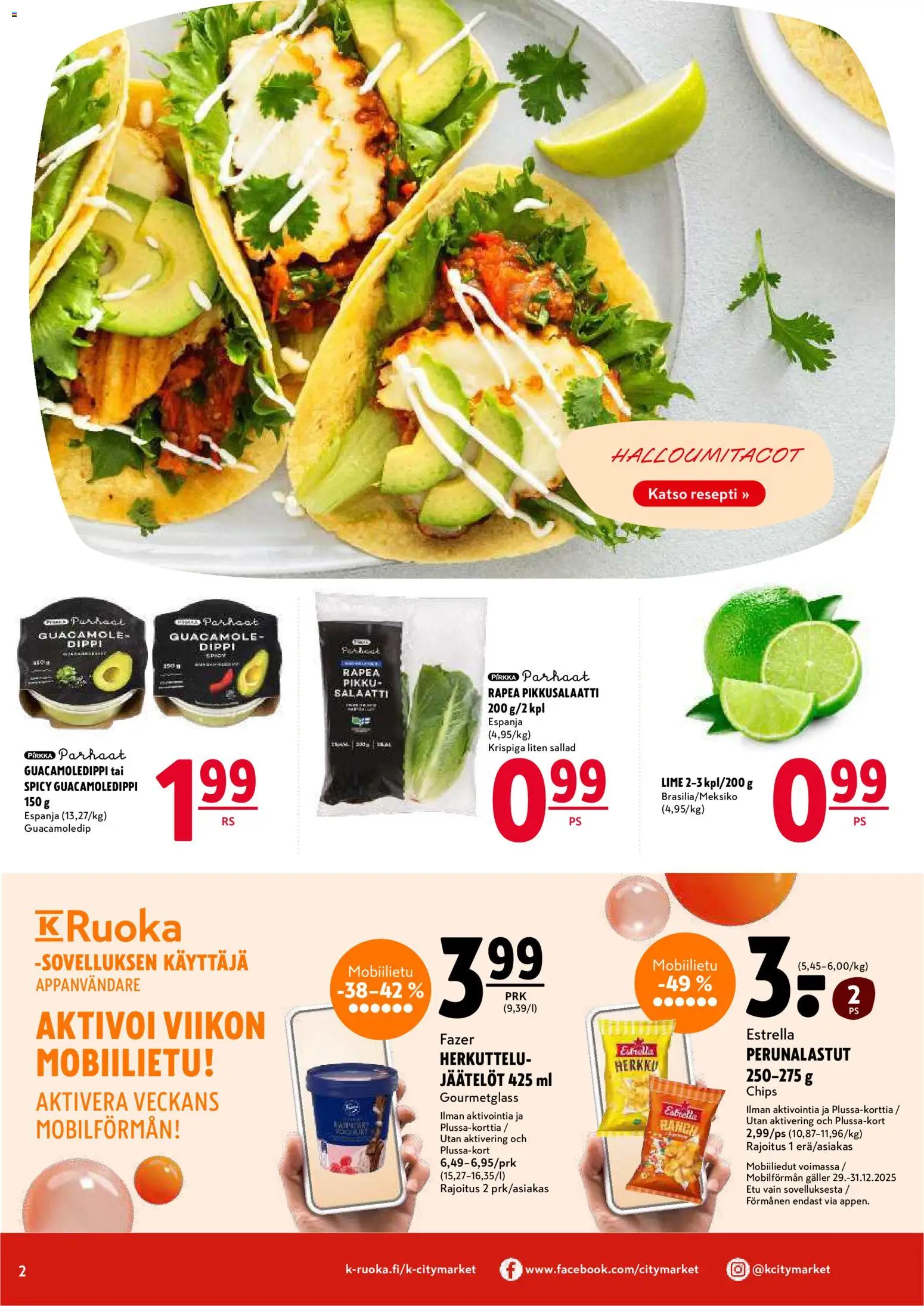 K-Citymarket tarjoukset – voimassa 29.12.2025 alkaen | Sivu: 2 | Tuotteet: Guacamole, Salaatti