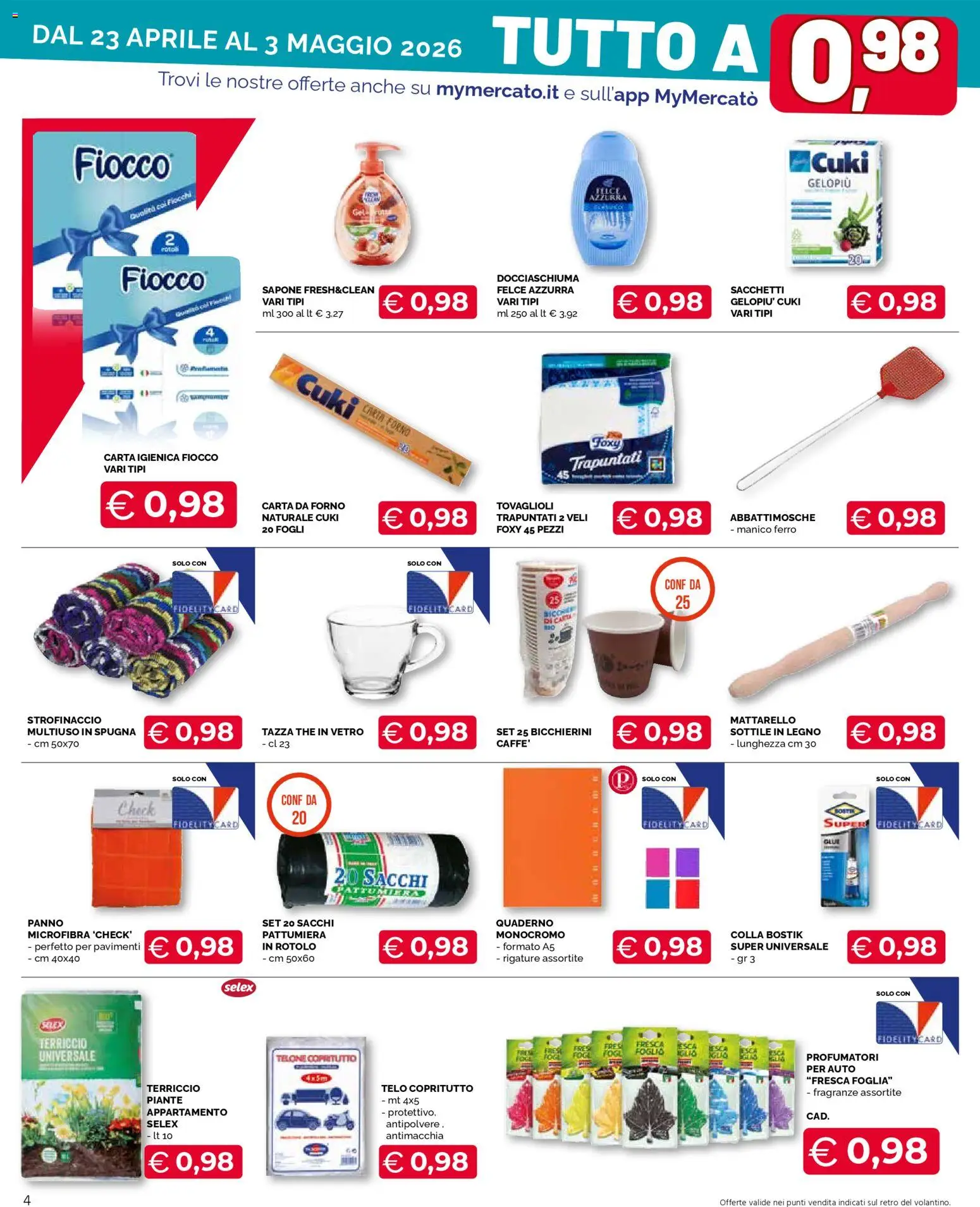 Volantino Mercatò del 23.04.2026 | Pagina: 4 | Prodotti: Sapone, Colla, Pattumiera, Forno