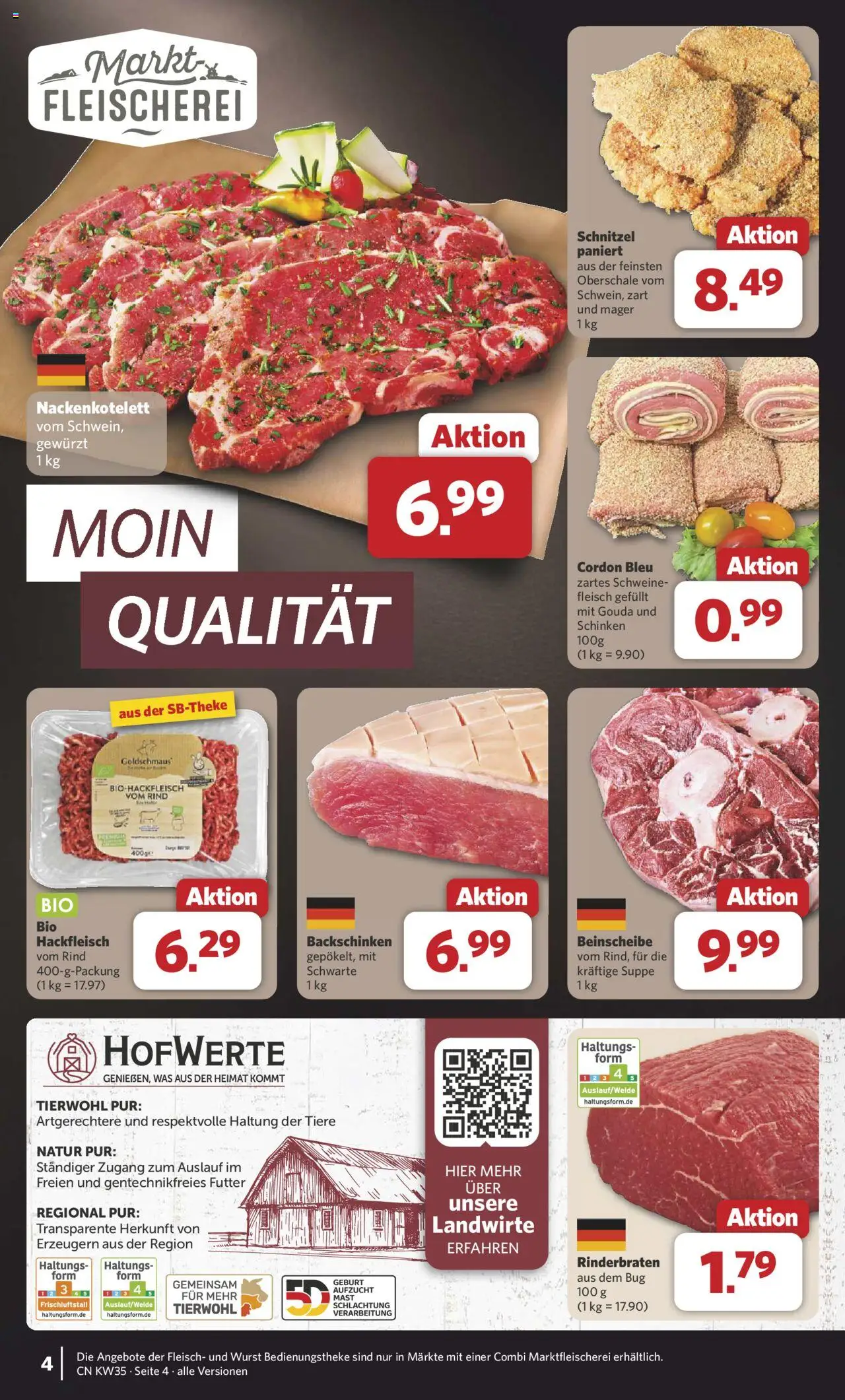 Combi Prospekt 	 - gültig ab dem 25.08.2025 | Seite: 4 | Produkte: Schnitzel, Wurst, Fleisch, Hackfleisch