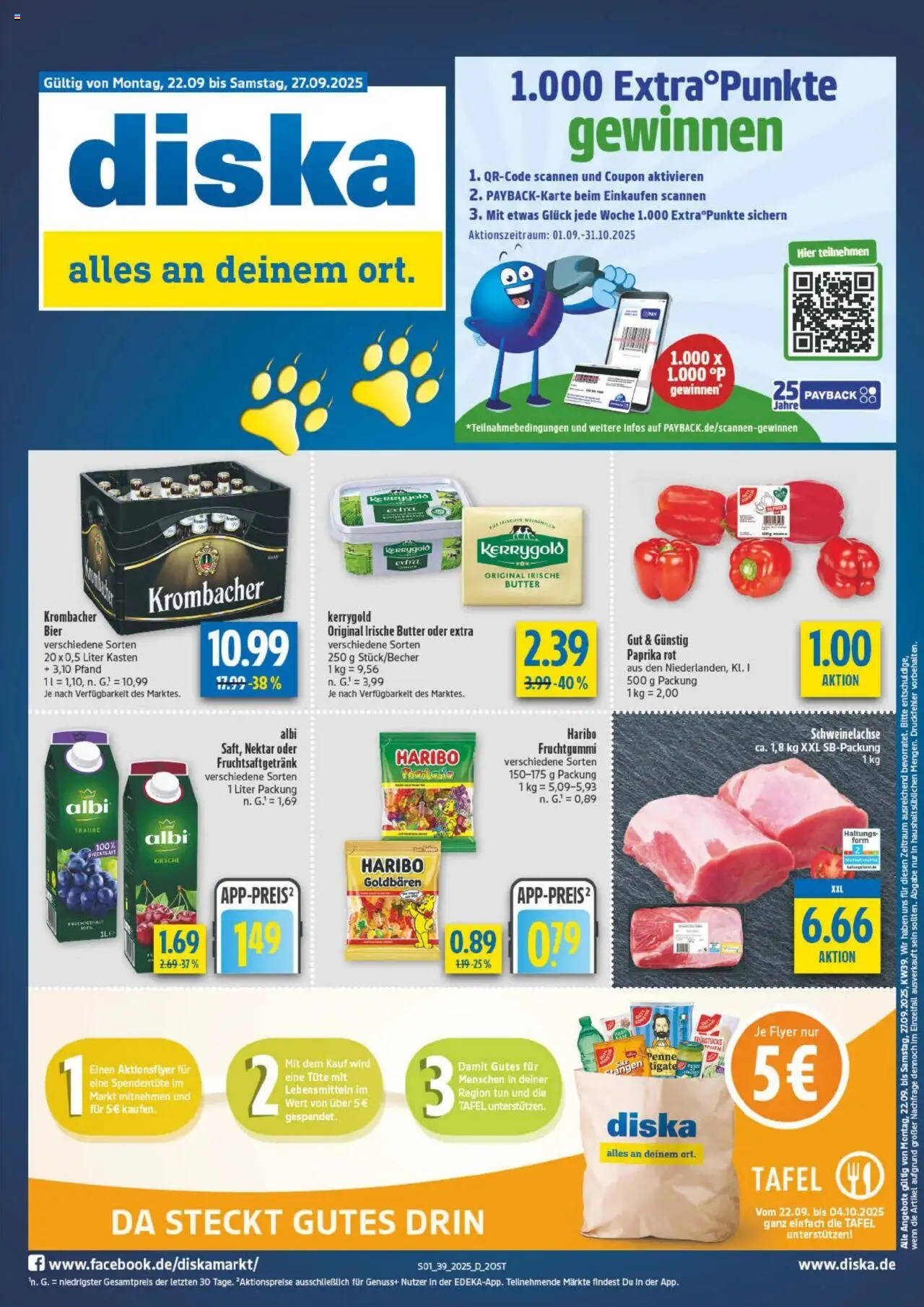 Diska - diska Angebote Sachsen-Thüringen KW39 – gültig ab 22.09.2025 | Seite: 1 | Produkte: Haribo, Bier, Paprika rot, Krombacher