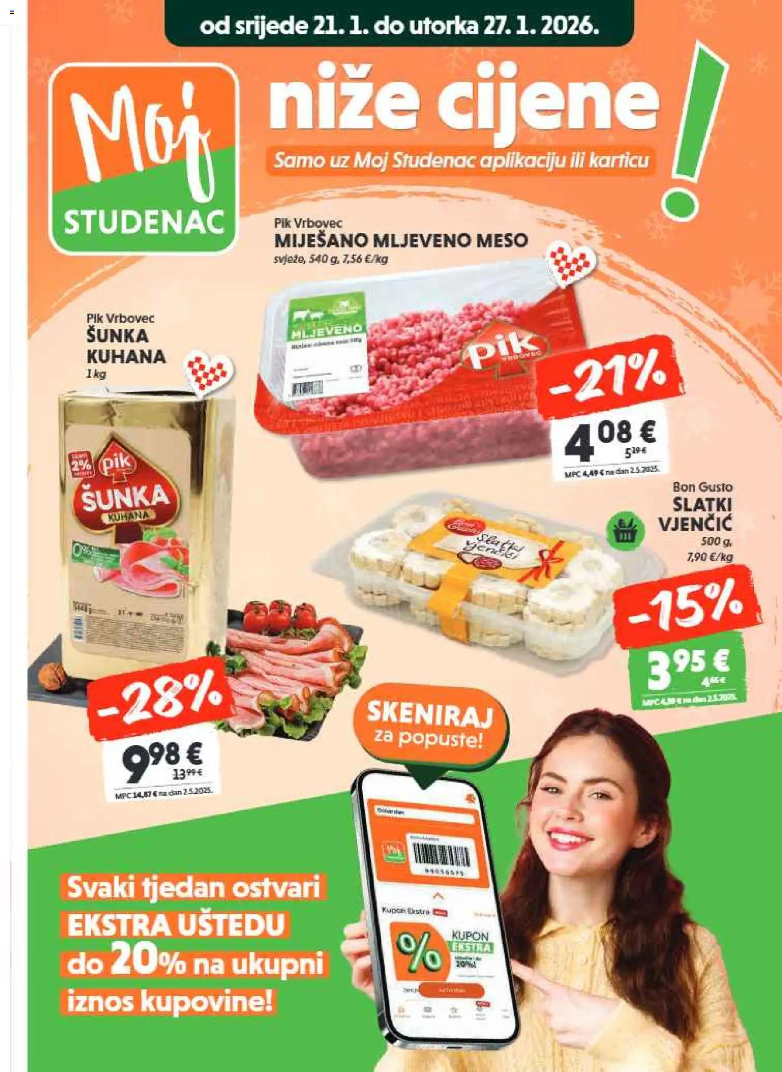 Studenac katalog | vrijedi od 21.01.2026 | Stranica: 3 | Proizvodi: Meso, Šunka, Mljeveno meso, Pik Vrbovec