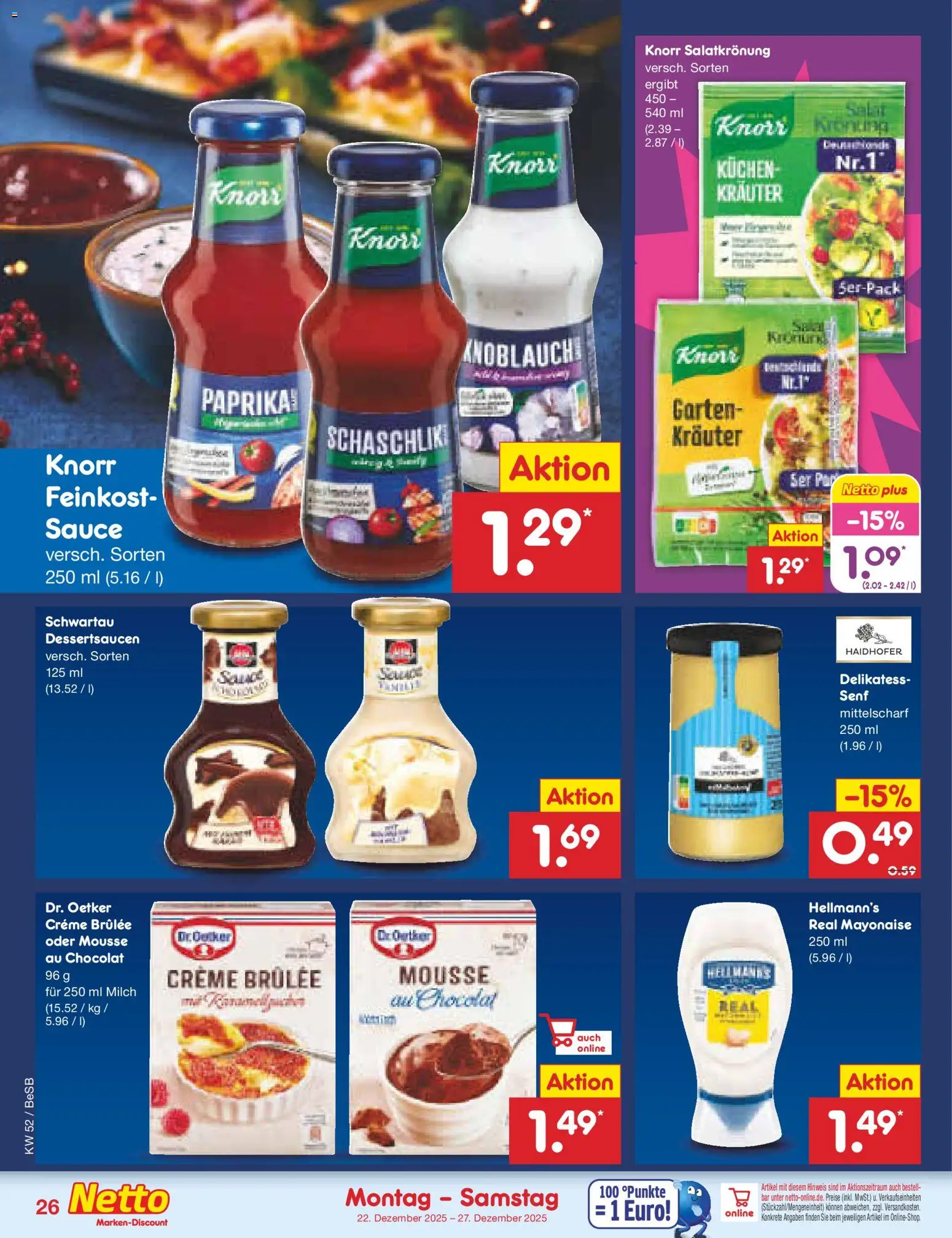 Netto Marken-Discount Prospekt 	 – gültig ab 22.12.2025 | Seite: 26 | Produkte: Milch, Knorr, Creme brulee, Kuchen