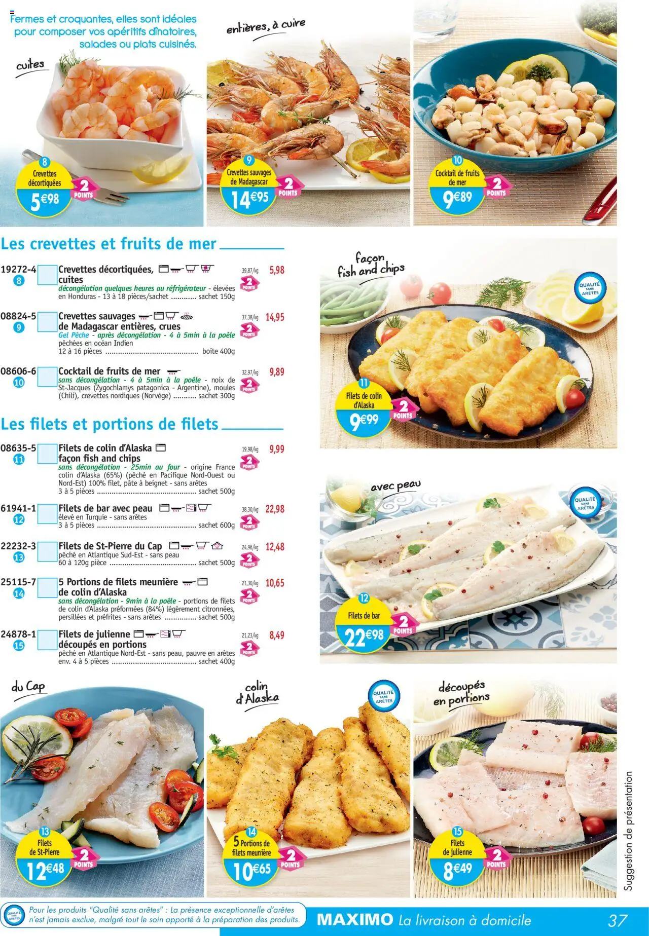  | Page: 37 | Produits: Fruits de mer, Réfrigérateur, Four, Crevettes