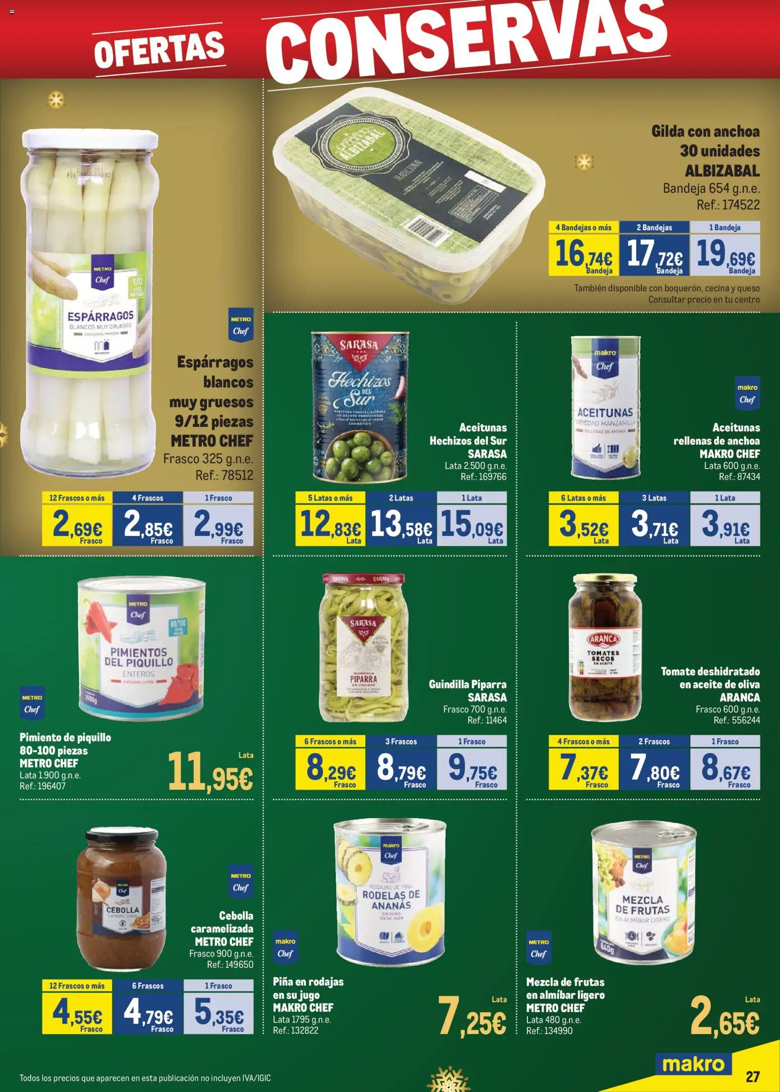 Makro - Precios Centro │ válido desde el 24.11.2025 | Página: 27 | Productos: Queso, Νερό καρύδας, Piña, Bandeja