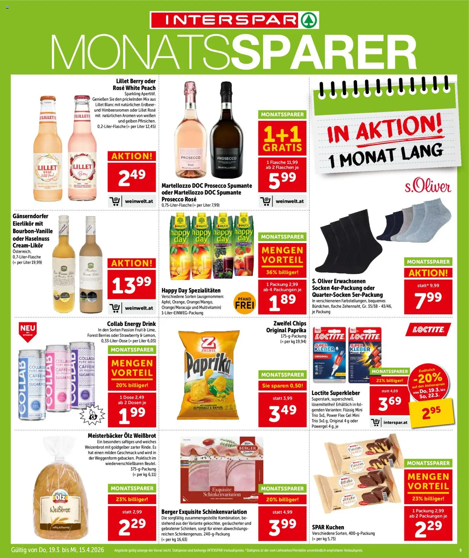 Interspar Flugblatt - Oberösterreich gültig ab 17.03.2026 | Seite: 9 | Produkte: Chips, Socken, Salz, Papier blanc