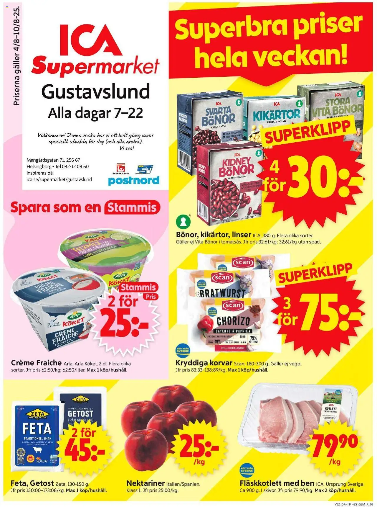 ICA Supermarket reklamblad aktuell från 04.08.2025 | Sida: 1