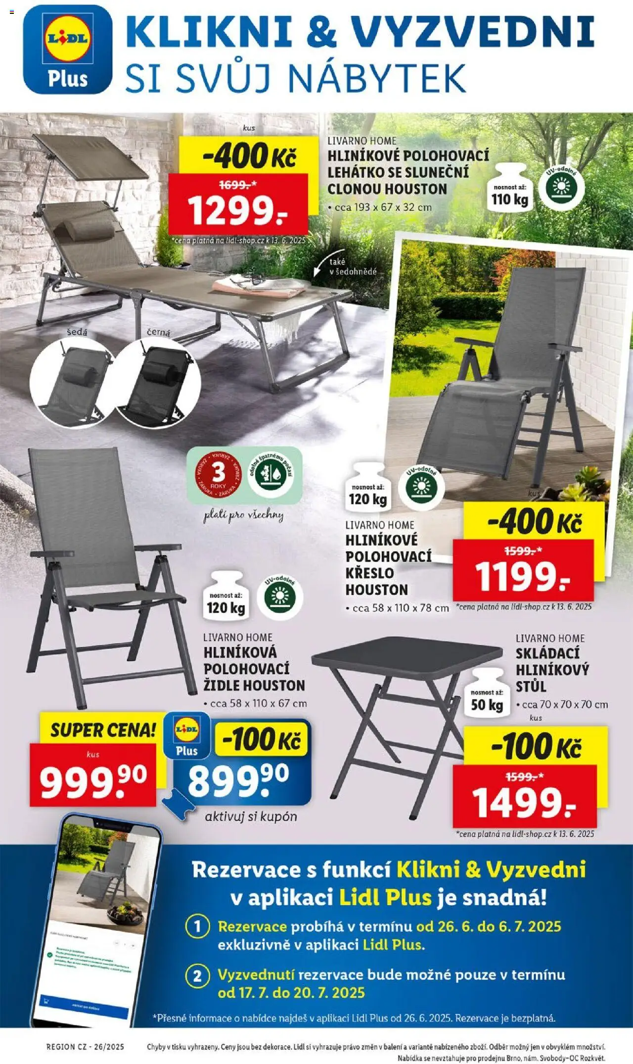 Lidl leták od 26.06.2025 | Strana: 44 | Produkty: Křeslo, Lehátko, Stůl, Židle