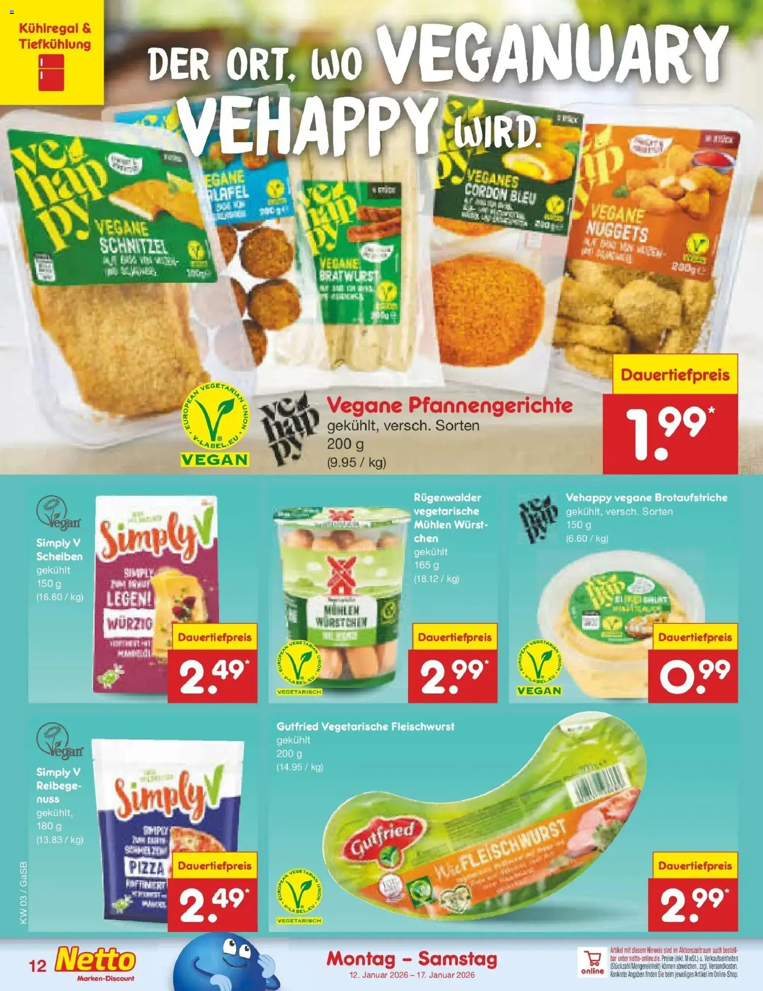 Netto Marken-Discount prospekt Bremen-Lesum	 – gültig ab 12.01.2026 | Seite: 12 | Produkte: Bratwurst, Schnitzel, Wurst, Pizza