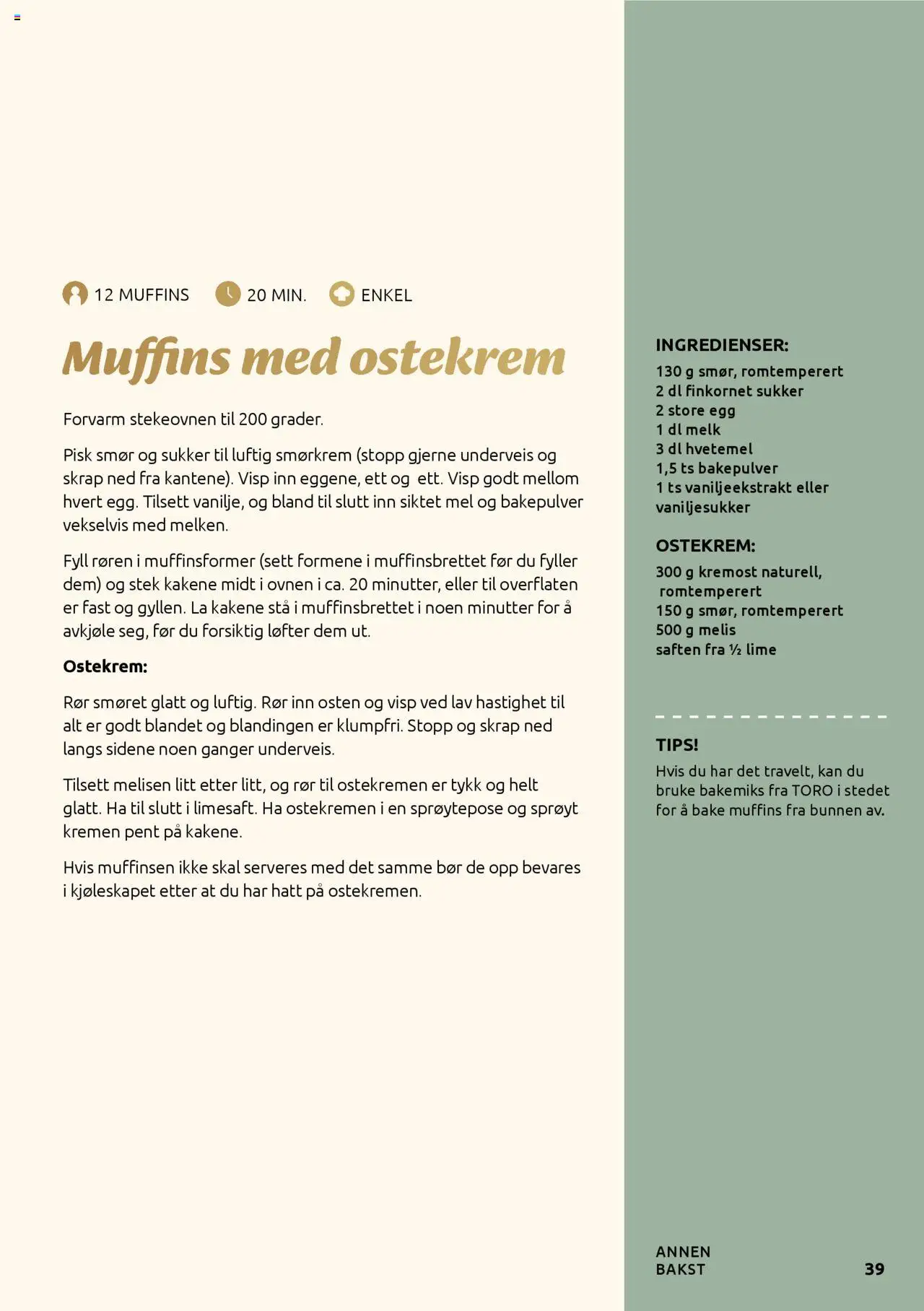  | Side: 39 | Produkter: Melk, Bakepulver, Biltong knife, Strandväska