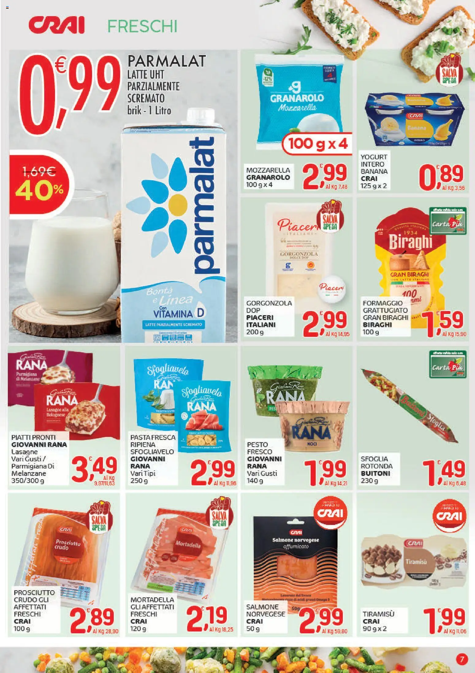 Volantino CRAI del 18.12.2025 | Pagina: 7 | Prodotti: Latte, Formaggio, Mortadella, Melanzane