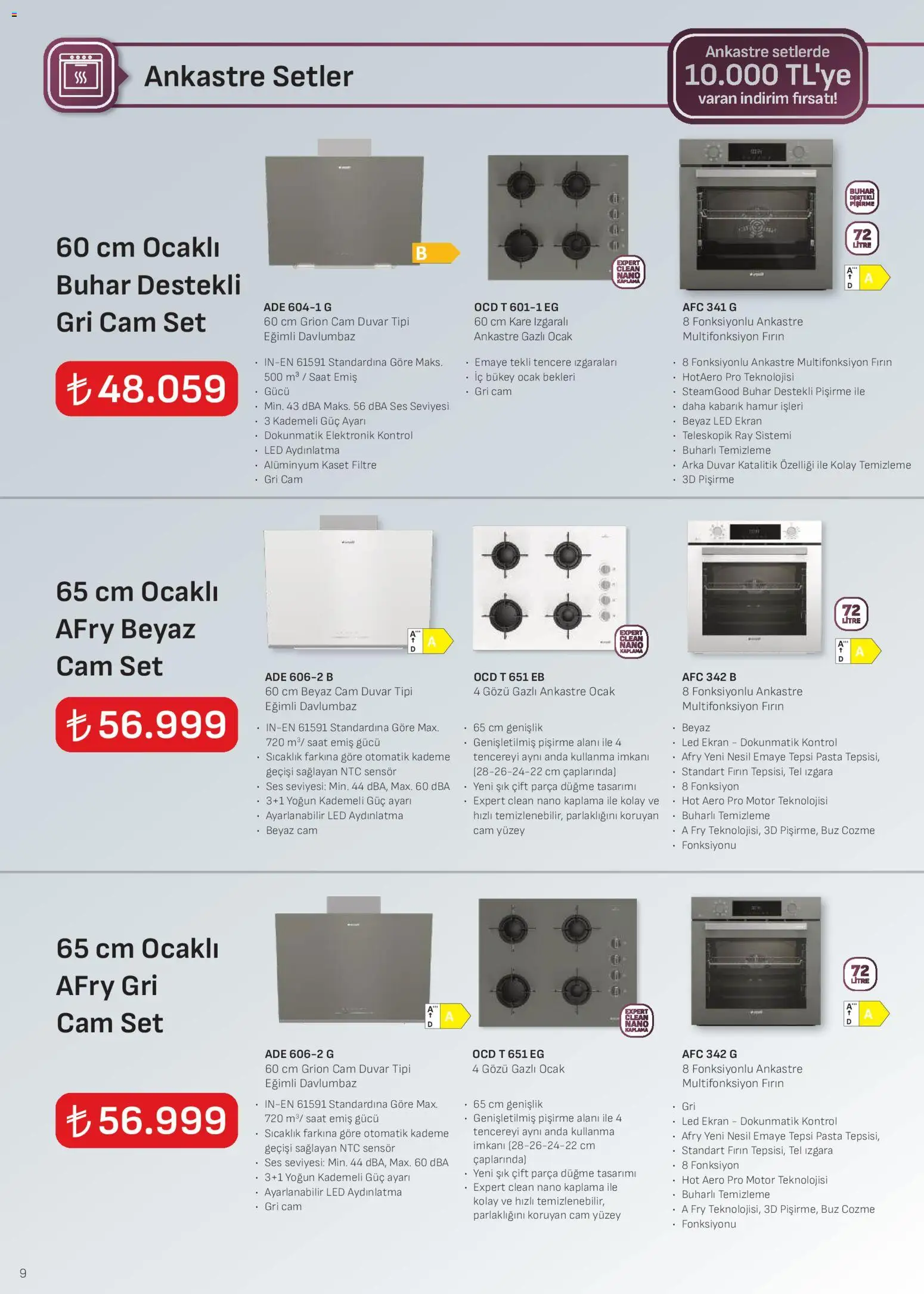 Arçelik Ankastre Kataloğu - 16.01.2026 tarihinden itibaren geçerlidir | Sayfa: 9 | Ürünler: Saat, Ses, Fırın, Izgara