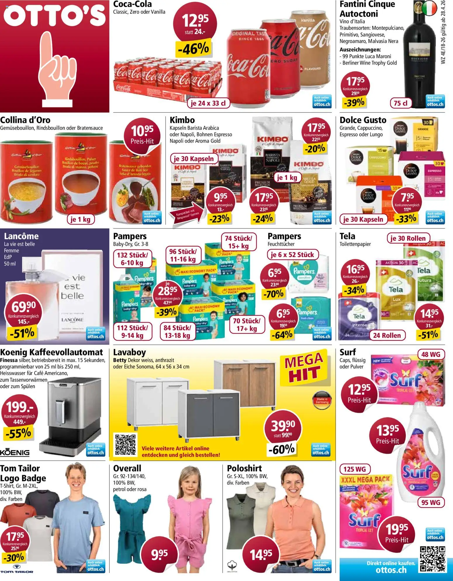 Otto's aktionen – gültig ab 28.04.2026 | Seite: 1 | Produkte: Coca Cola, Pulver, Kaffeevollautomat, Pampers