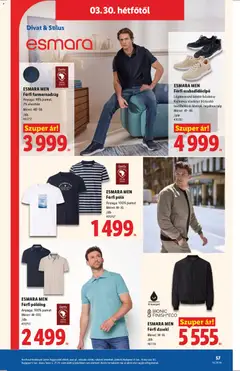 ESMARA MEN Férfi farmernadrág, Anyaga: 98% pamut, 2% elasztán. Méret: 48-56 - amely érvényes a következő dátumtól: 26.03.2026 | Oldal: 57