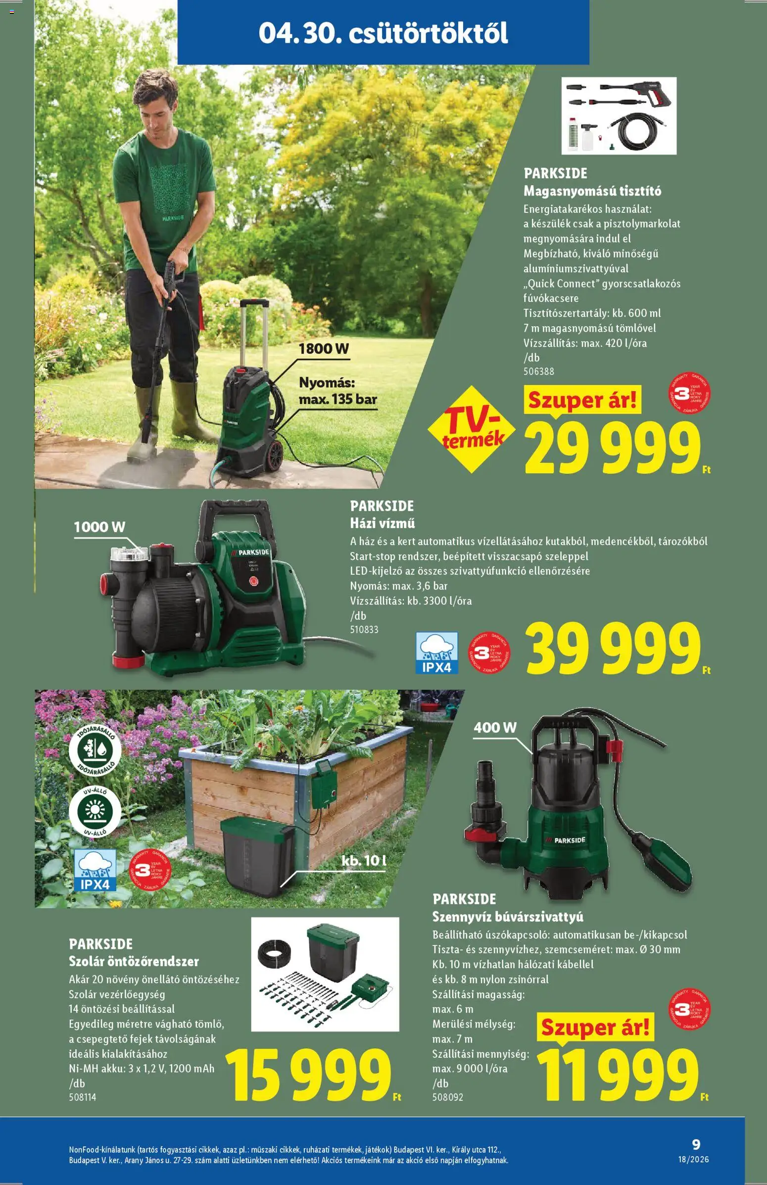 Lidl akciós ujság - amely érvényes a következő dátumtól: 30.04.2026 | Oldal: 9 | Termékek: Parkside, Játékok, Búvárszivattyú