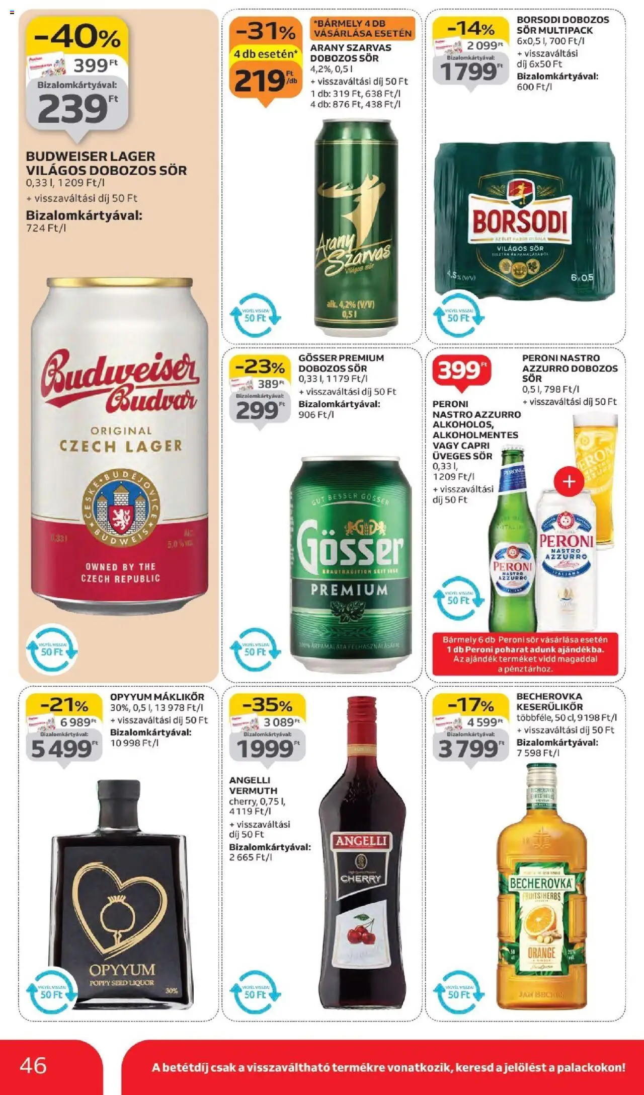 Auchan akciós ujság - amely érvényes a következő dátumtól: 02.10.2025 | Oldal: 46 | Termékek: Budweiser, Vermuth, Gösser, Sör
