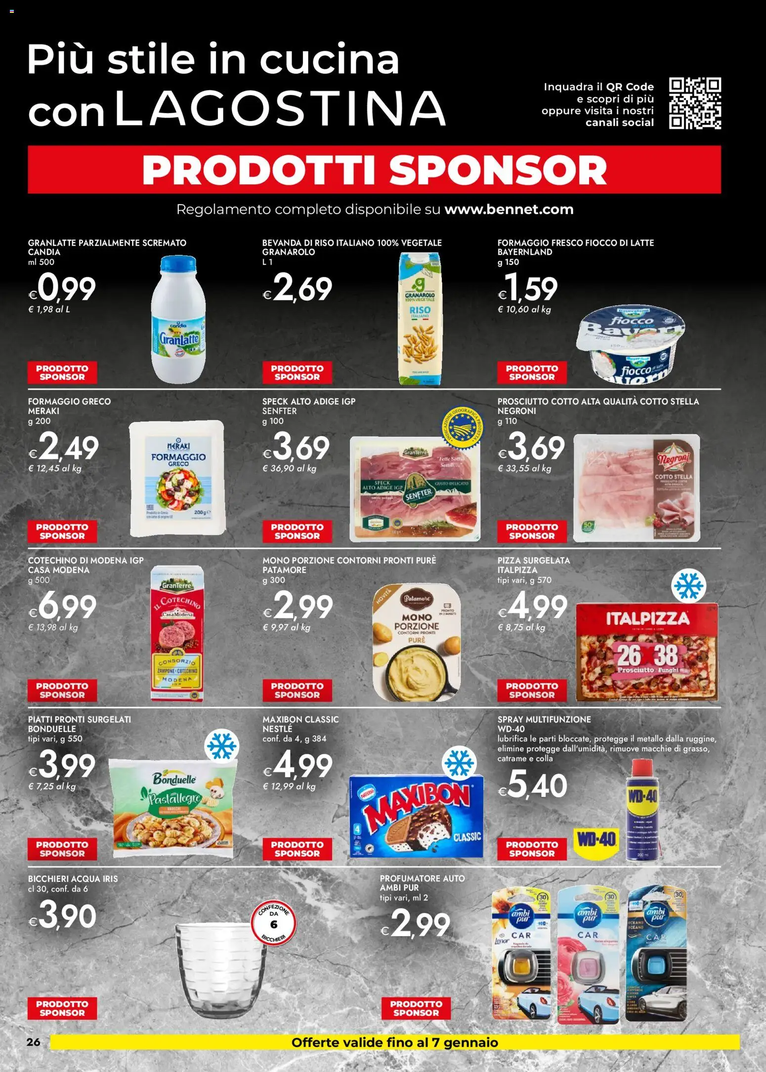 Volantino bennet del 27.12.2025 | Pagina: 26 | Prodotti: Pizza, Latte, Funghi, Colla