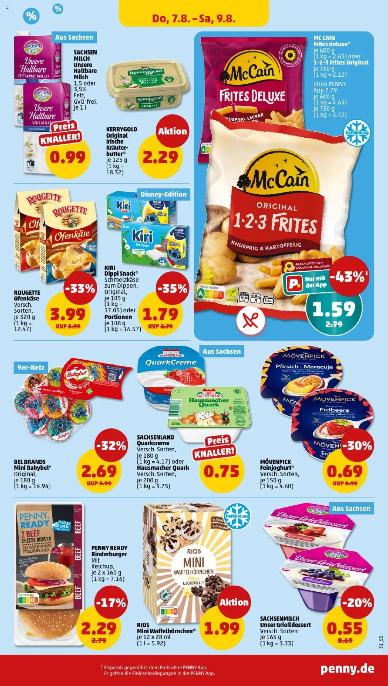 Penny - Sachsen - gültig ab dem 04.08.2025 | Seite: 31 | Produkte: Quark, Burger, McCain 123 Frites, Kartoffeln