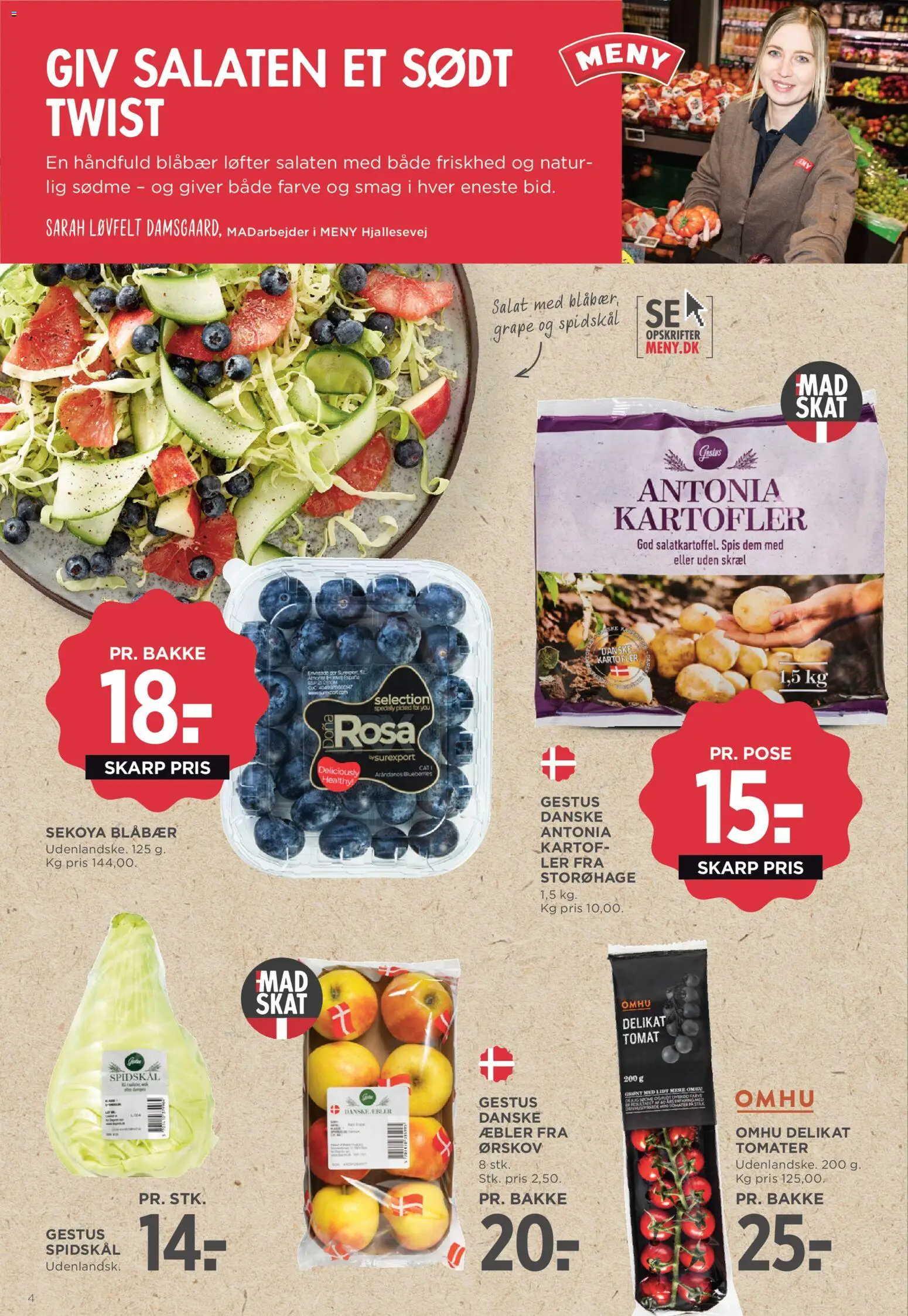 Meny tilbudsavis – gyldig fra 17.04.2026 | Side: 4 | Produkter: Blåbær, Æbler, Salat, Kartofler