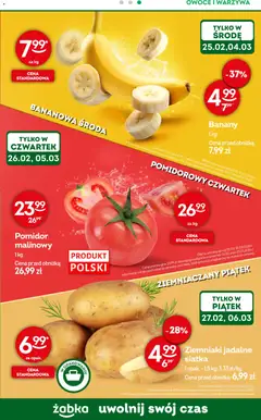 Pogląd oferty "Żabka Gazetka - Codzienne produkty" - ważna od 25.02.2026 | Strona: 5 | Produkty: Siatka, Banany, Ziemniaki, Owoce