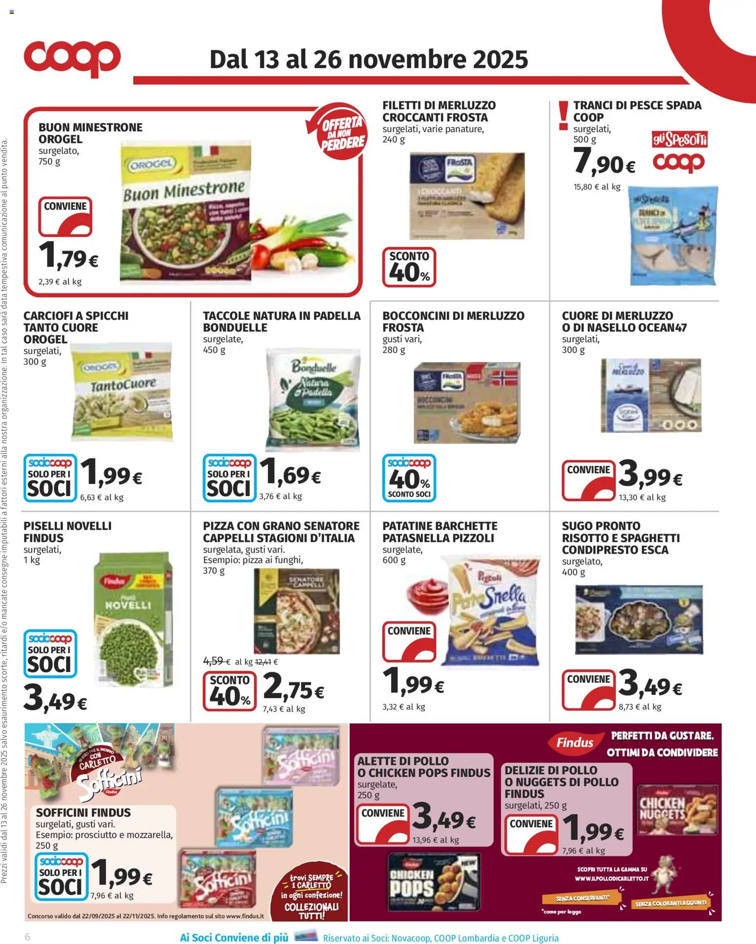 Volantino COOP del 13.11.2025 | Pagina: 6 | Prodotti: Pizza, Pollo, Data, Piselli