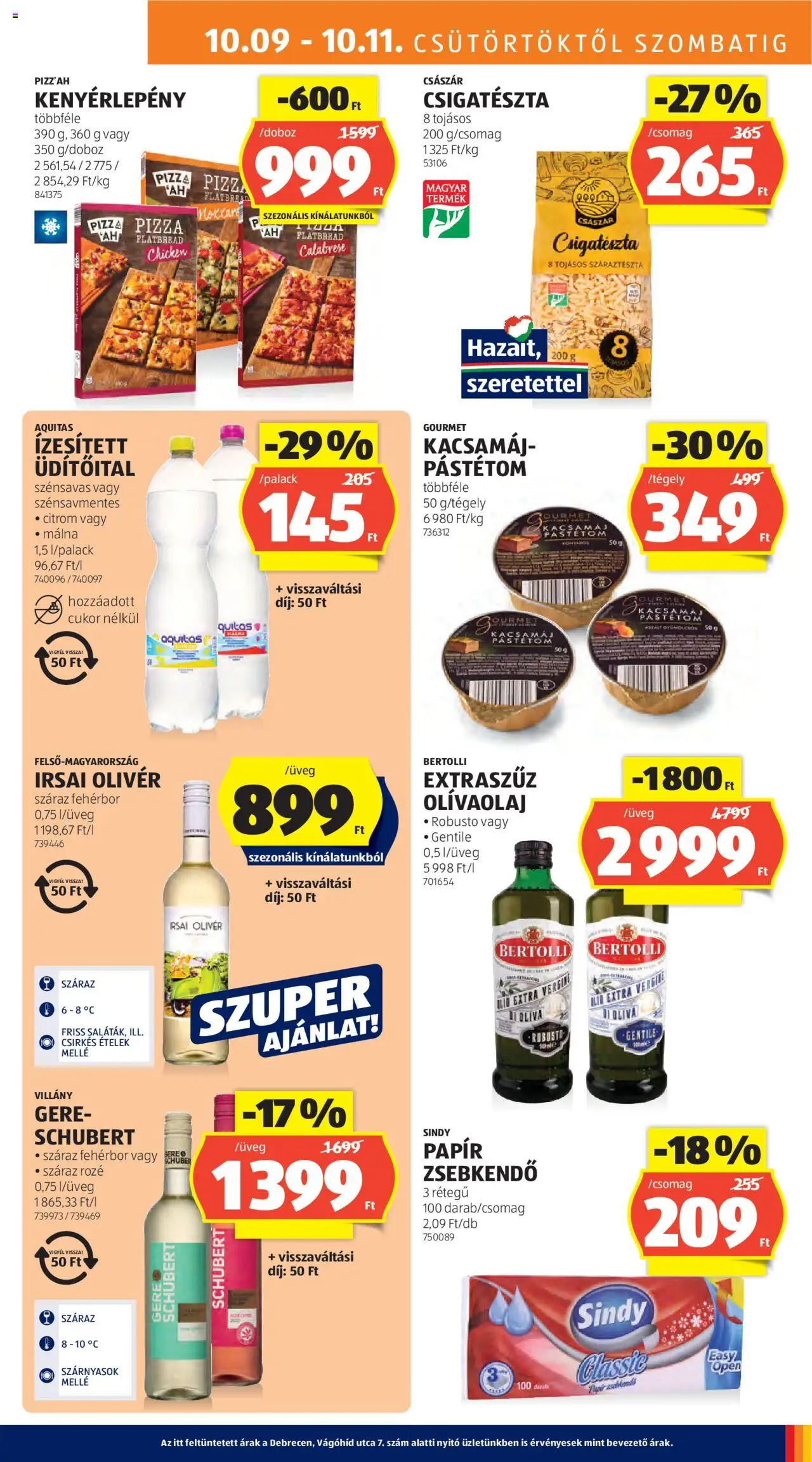 Aldi akciós ujság - amely érvényes a következő dátumtól: 09.10.2025 | Oldal: 13 | Termékek: Kacsamáj, Pástétom, Fehérbor, Száraztészta