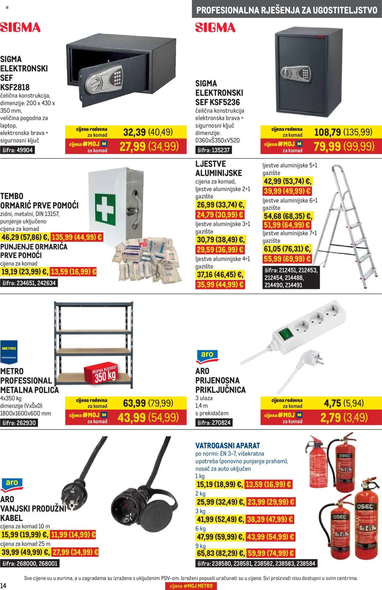 Metro katalog | vrijedi od 01.10.2025 | Stranica: 14 | Proizvodi: Polica, Ljestve, Sef, Kabel