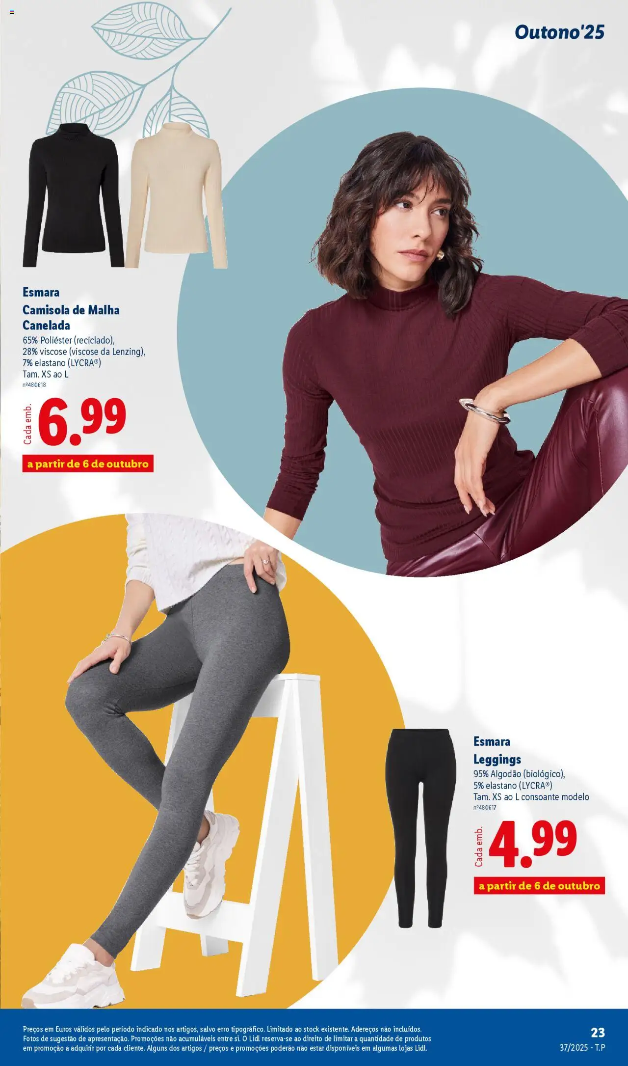 Lidl - Coleção Outono │ válido de 08.09.2025 | Página: 23 | Produtos: Top, Algodão, Camisola, Leggings