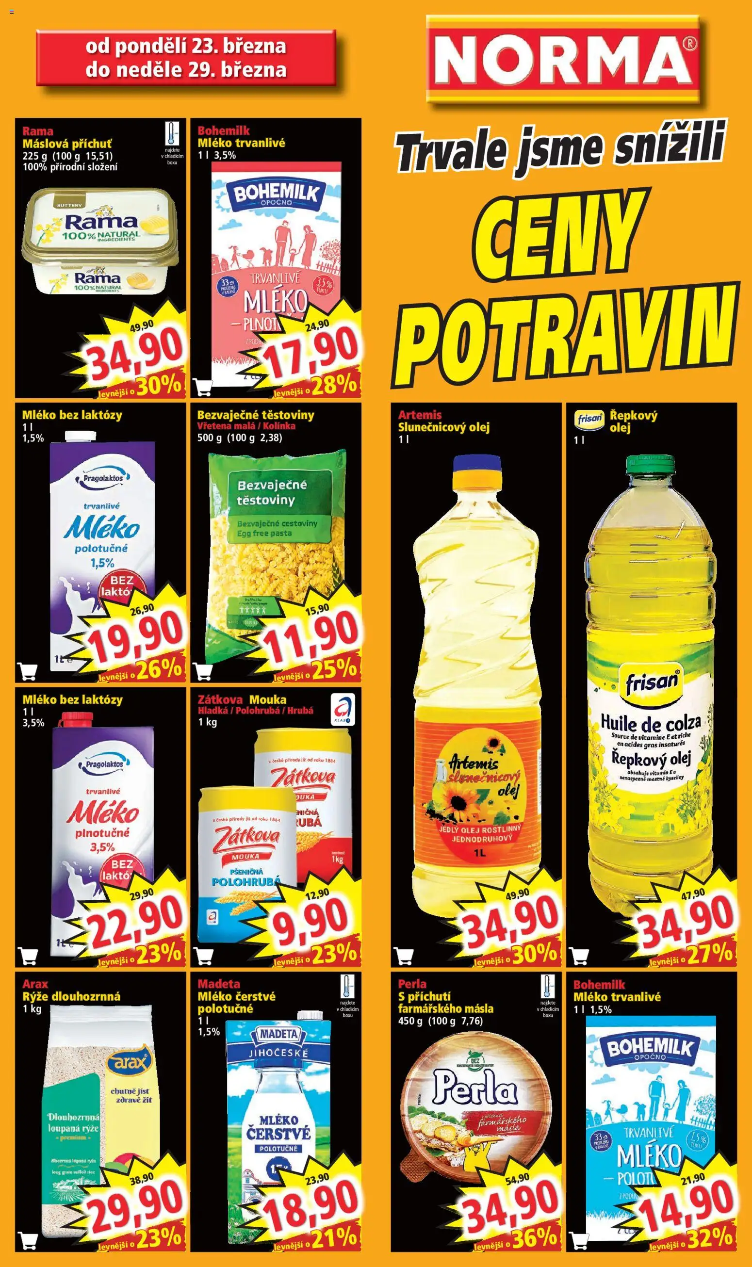 Norma leták od 23.03.2026 | Strana: 9 | Produkty: Olej, Mléko bez laktózy, Polotučné mléko, Řepkový olej
