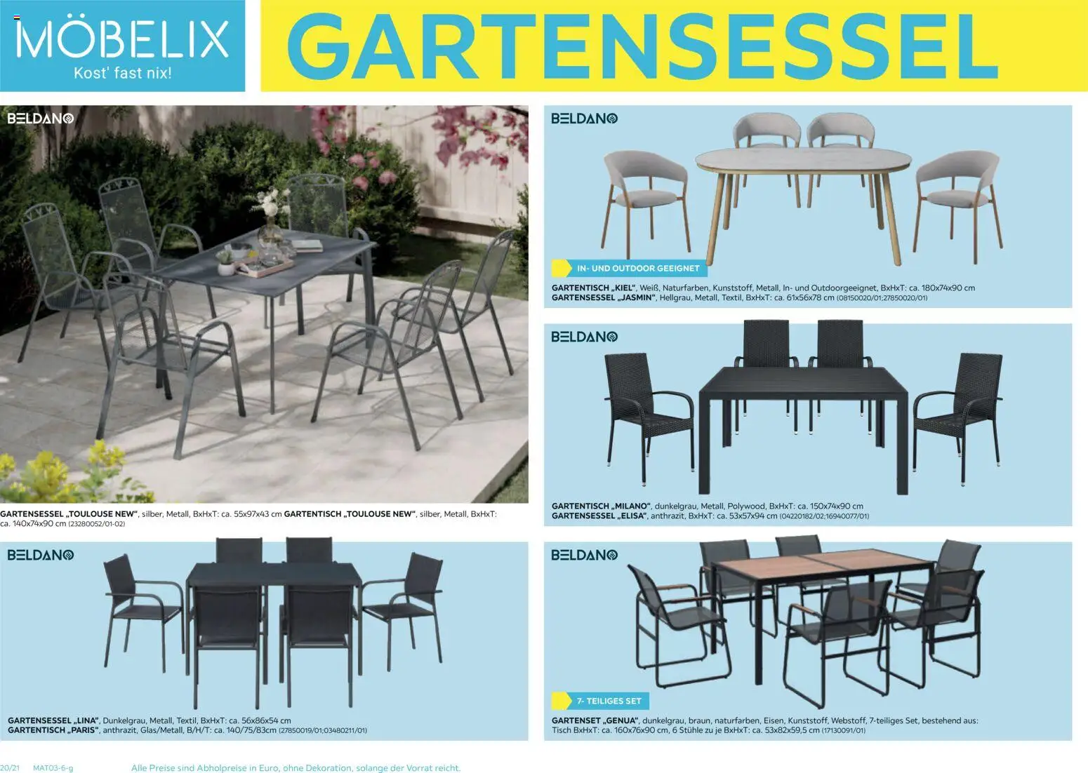 Möbelix Gartenmöbel gültig ab 16.03.2026 | Seite: 20 | Produkte: Tisch