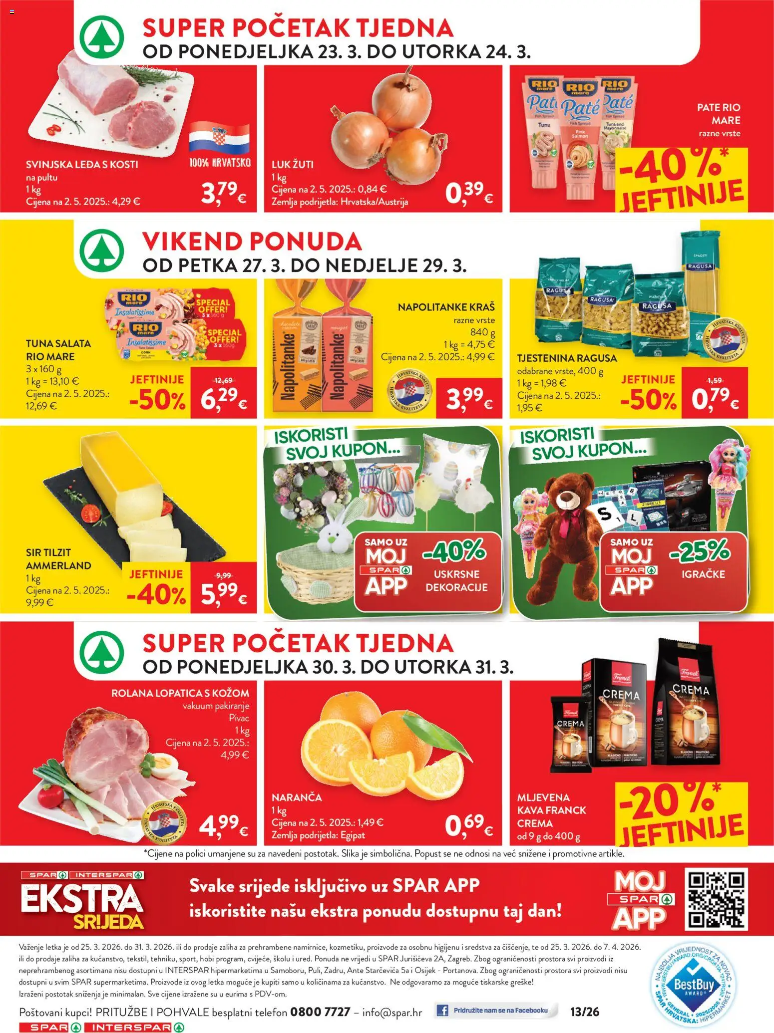 Spar katalog | vrijedi od 25.03.2026 | Stranica: 31 | Proizvodi: Sir, Kava, Tjestenina, Napolitanke