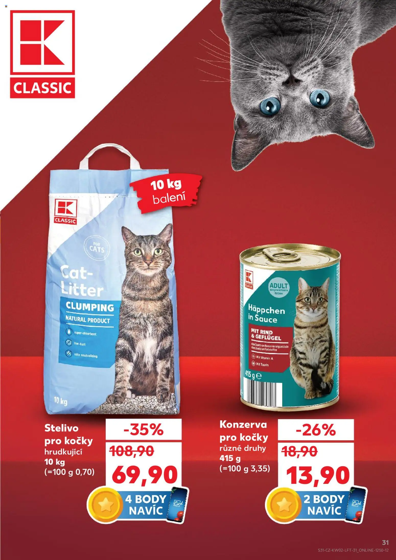 Kaufland leták - Kolín od 07.01.2026 | Strana: 31 | Produkty: Stelivo pro kočky, Stelivo, Body, Konzerva pro kočky