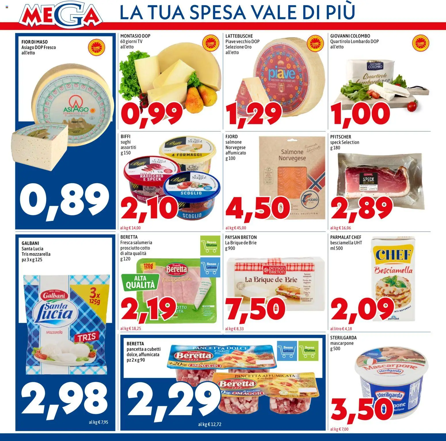 Volantino Mega del 12.02.2026 | Pagina: 4 | Prodotti: Salmone, Mascarpone, Besciamella, Sugo