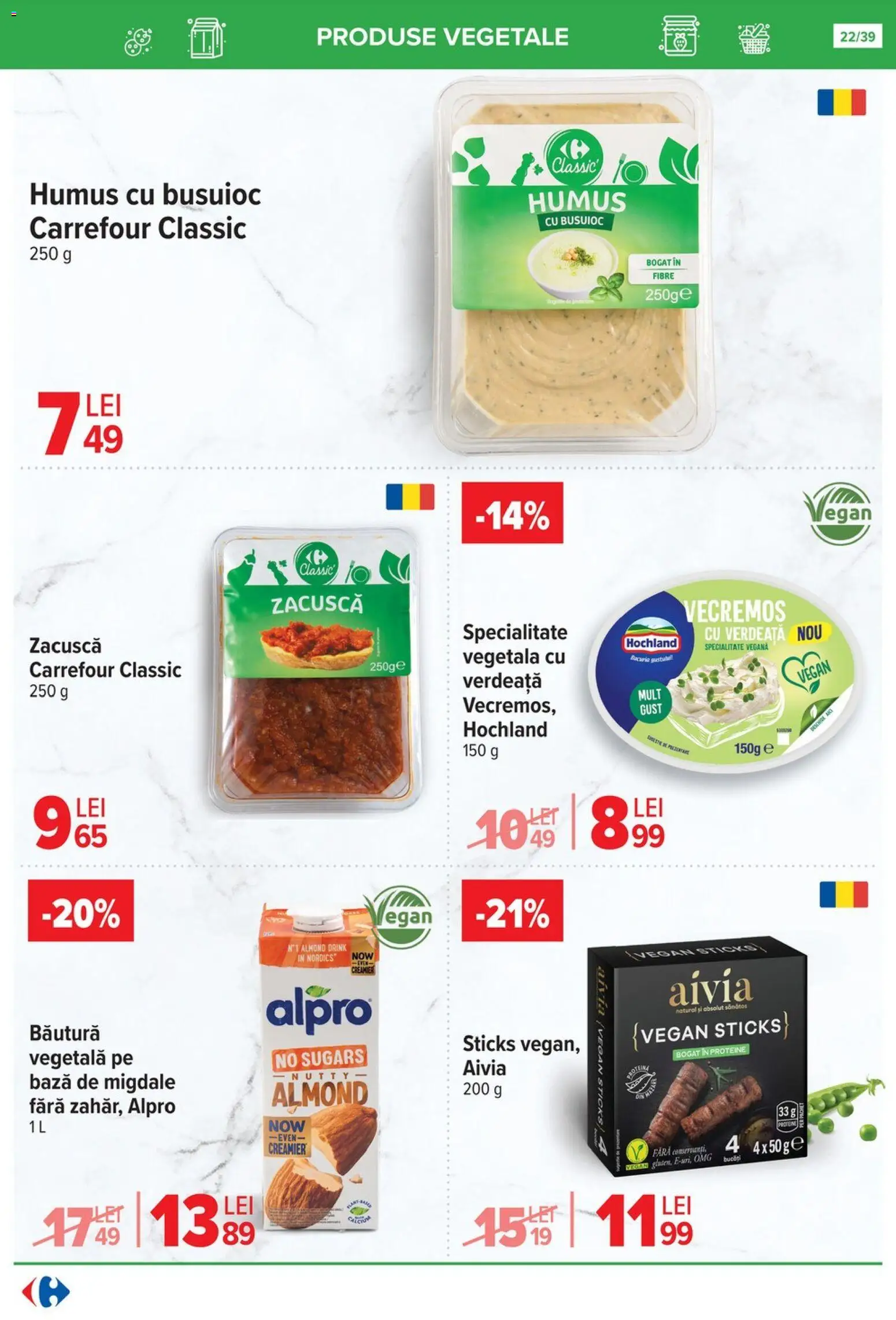 Noul catalog Carrefour – valabil de la 29.10.2025 | Pagină: 22 | Produse: Masaüstü kılıfı, Migdale, Humus, Zacuscă