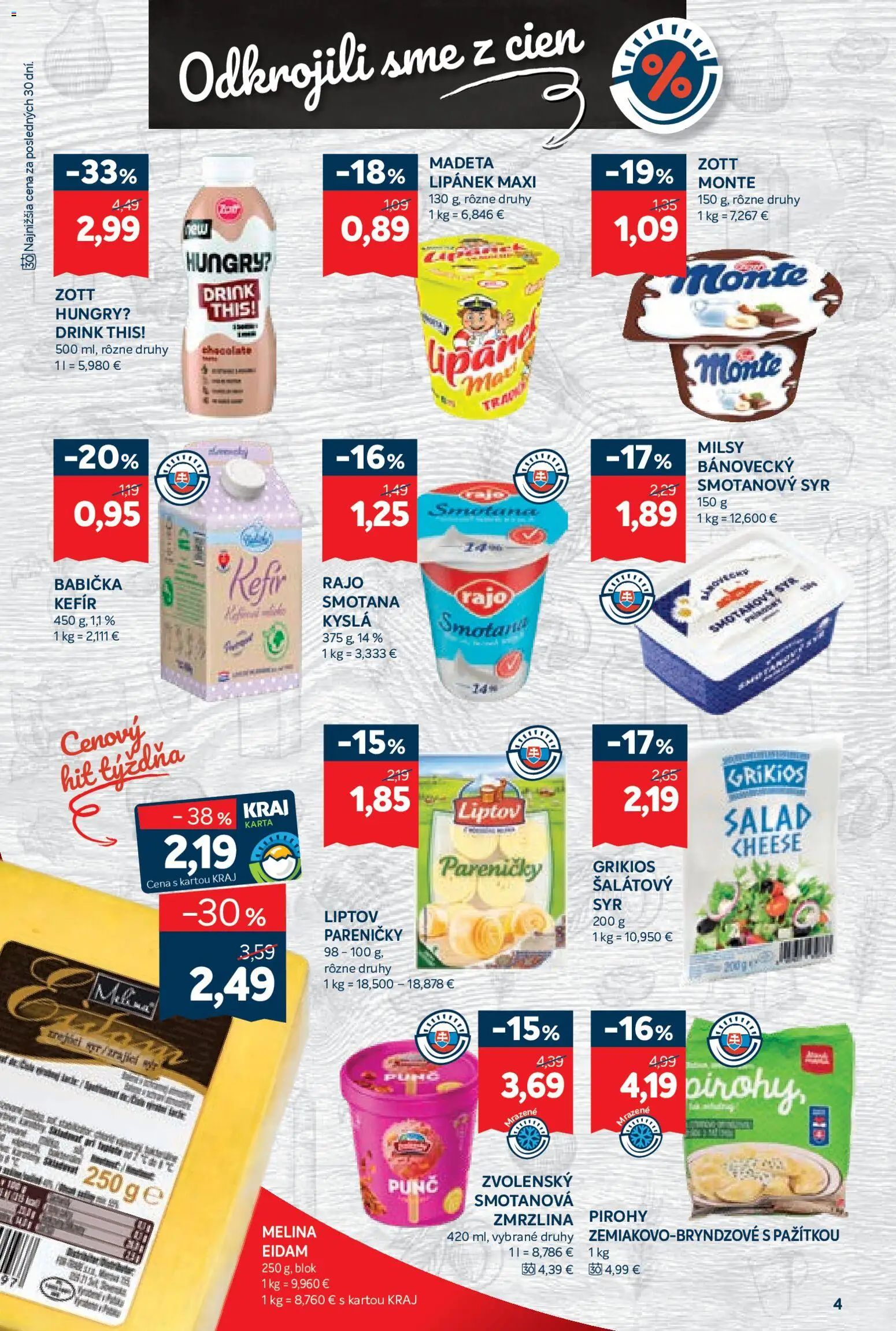 Nové Kraj akcie – leták je platný od 27.11.2025 | Strana: 6 | Produkty: Syr, Pirohy, Eidam, Zmrzlina