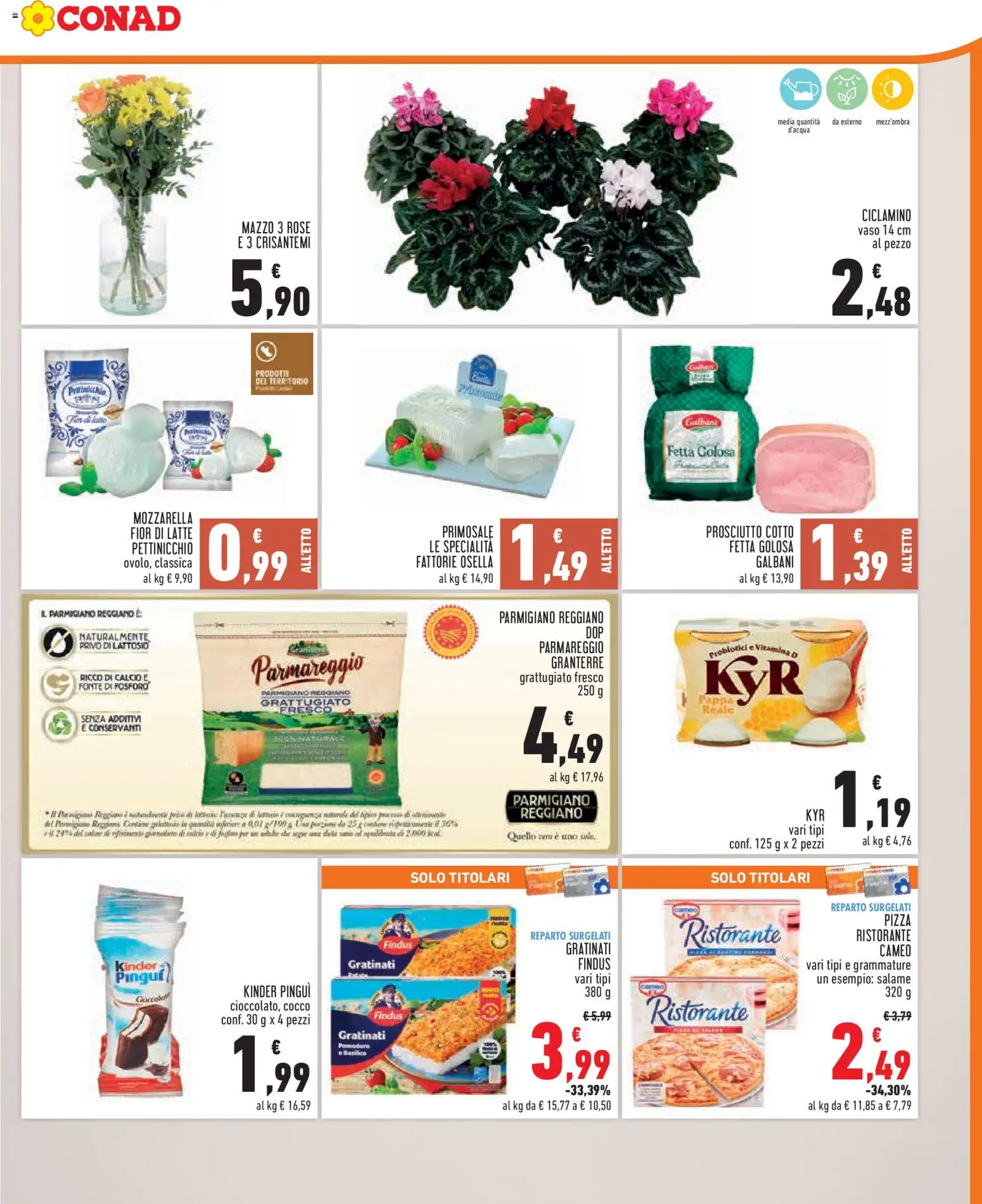 Volantino Conad del 29.10.2025 | Pagina: 3 | Prodotti: Prosciutto Cotto, Pizza, Mozzarella, Cocco