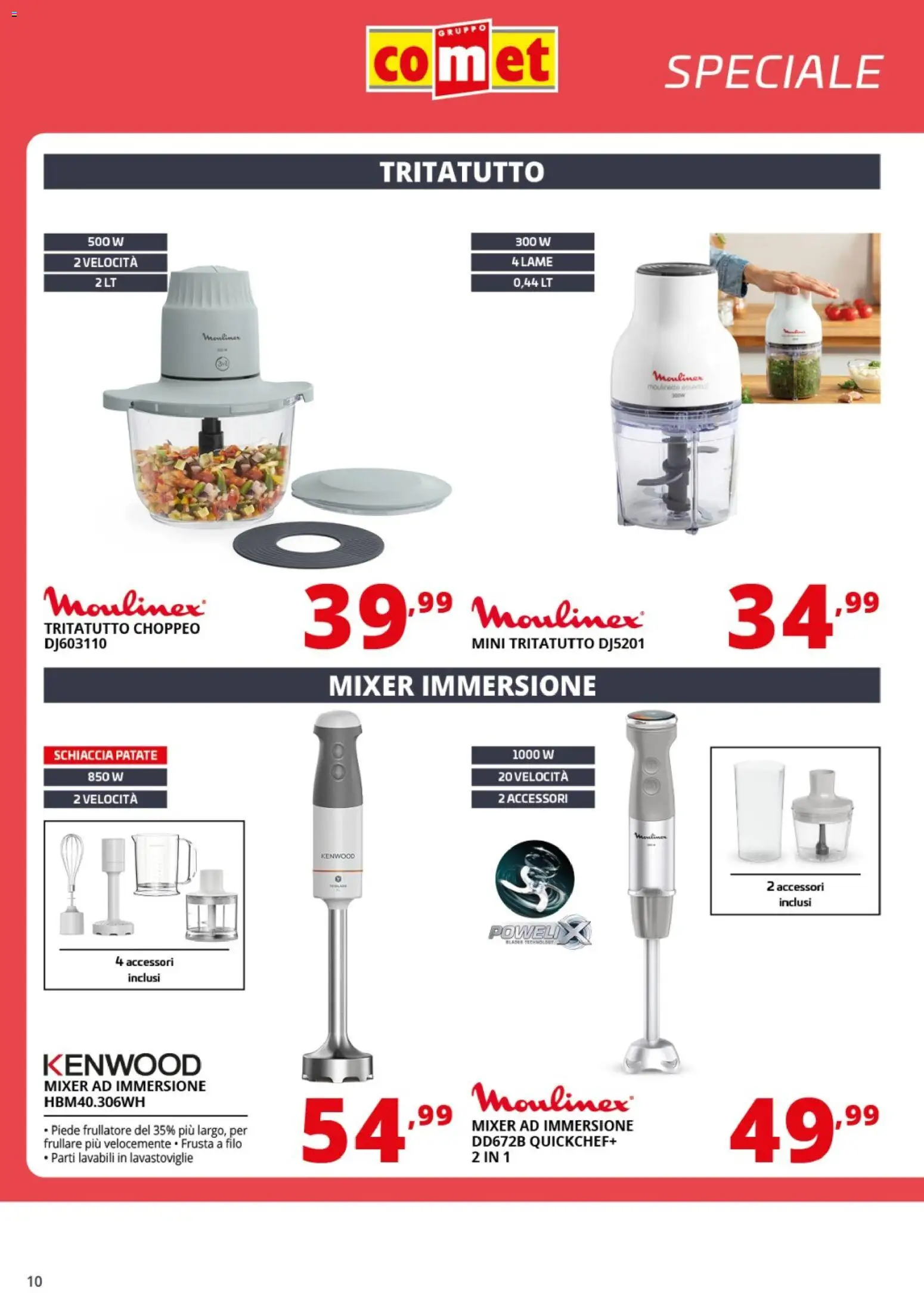 Volantino Comet del 24.04.2026 | Pagina: 10 | Prodotti: Frullatore, Patate, Lavastoviglie, Mixer