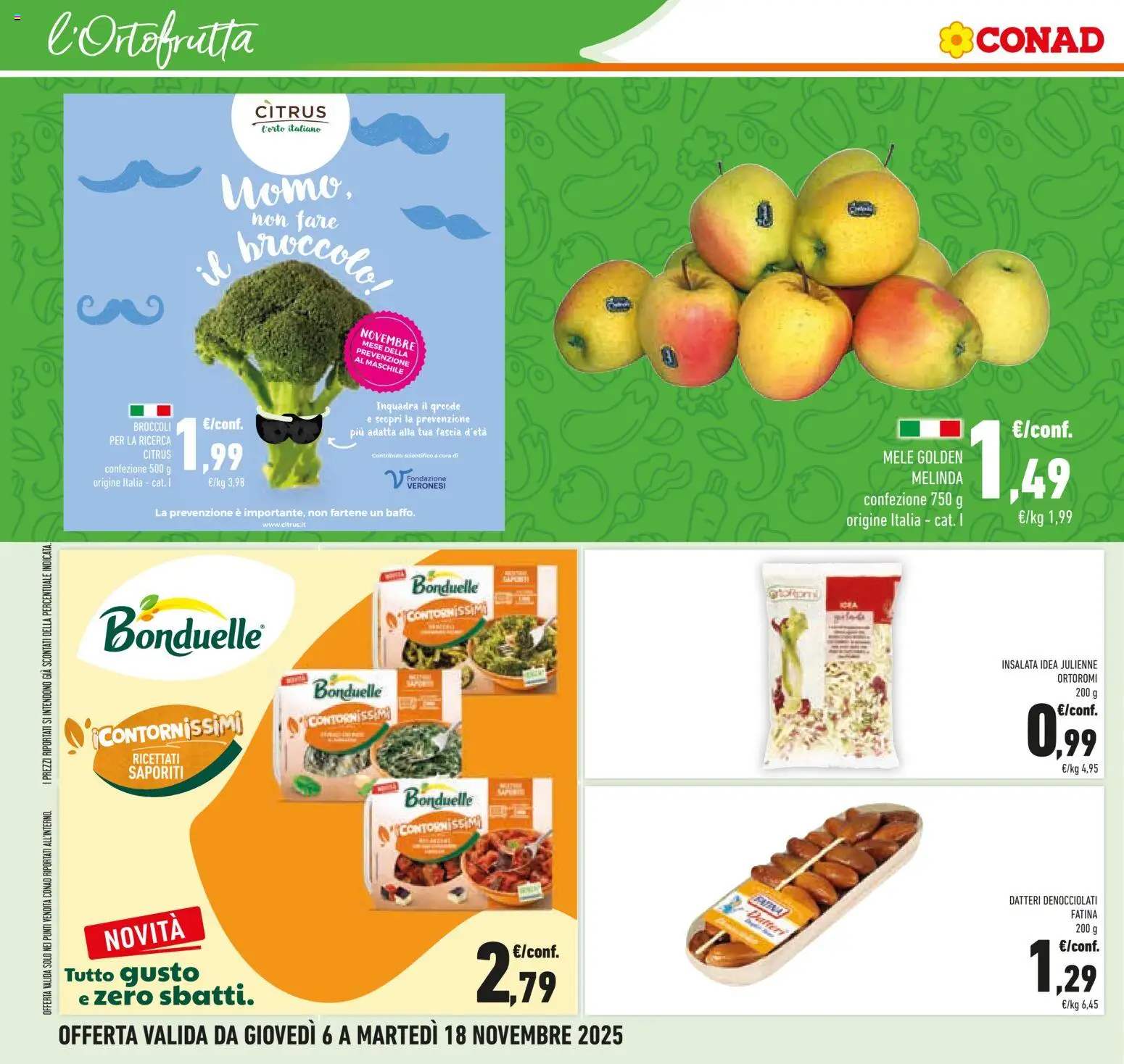 Volantino Conad del 06.11.2025 | Pagina: 12 | Prodotti: Mele, Insalata, Broccoli