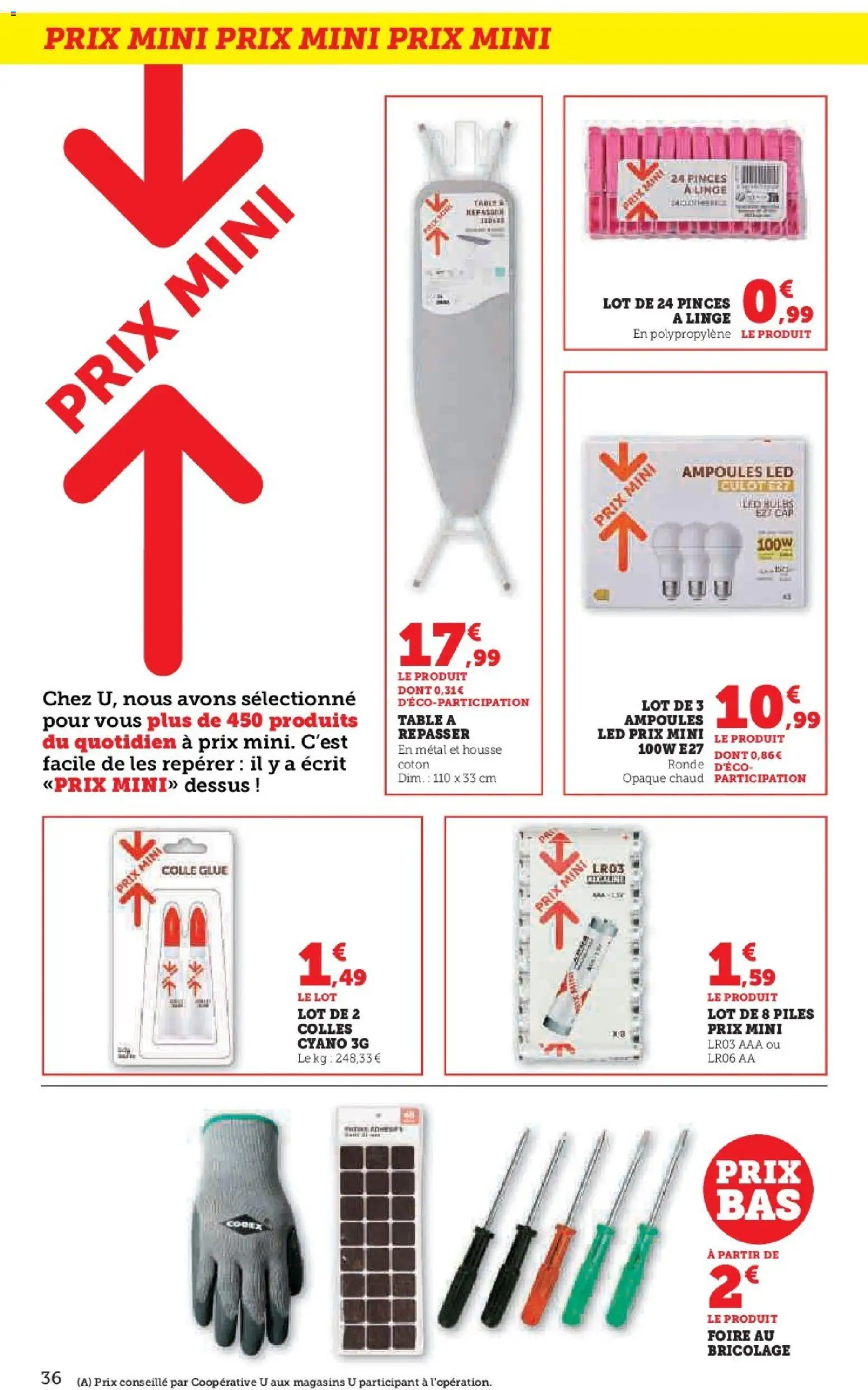 {H1} | Page: 36 | Produits: Pinces, Coton, Colle, Piles