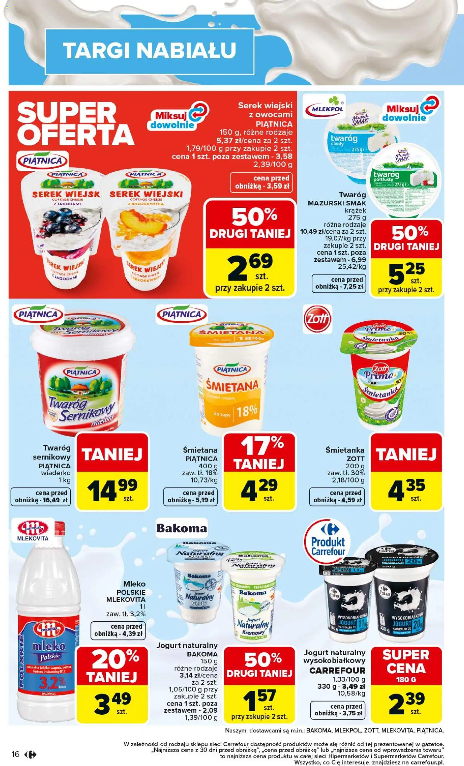 Carrefour gazetka od 02.03.2026 | Strona: 18 | Produkty: Brzoskwinia, Jogurt naturalny, Mleko, Jogurt