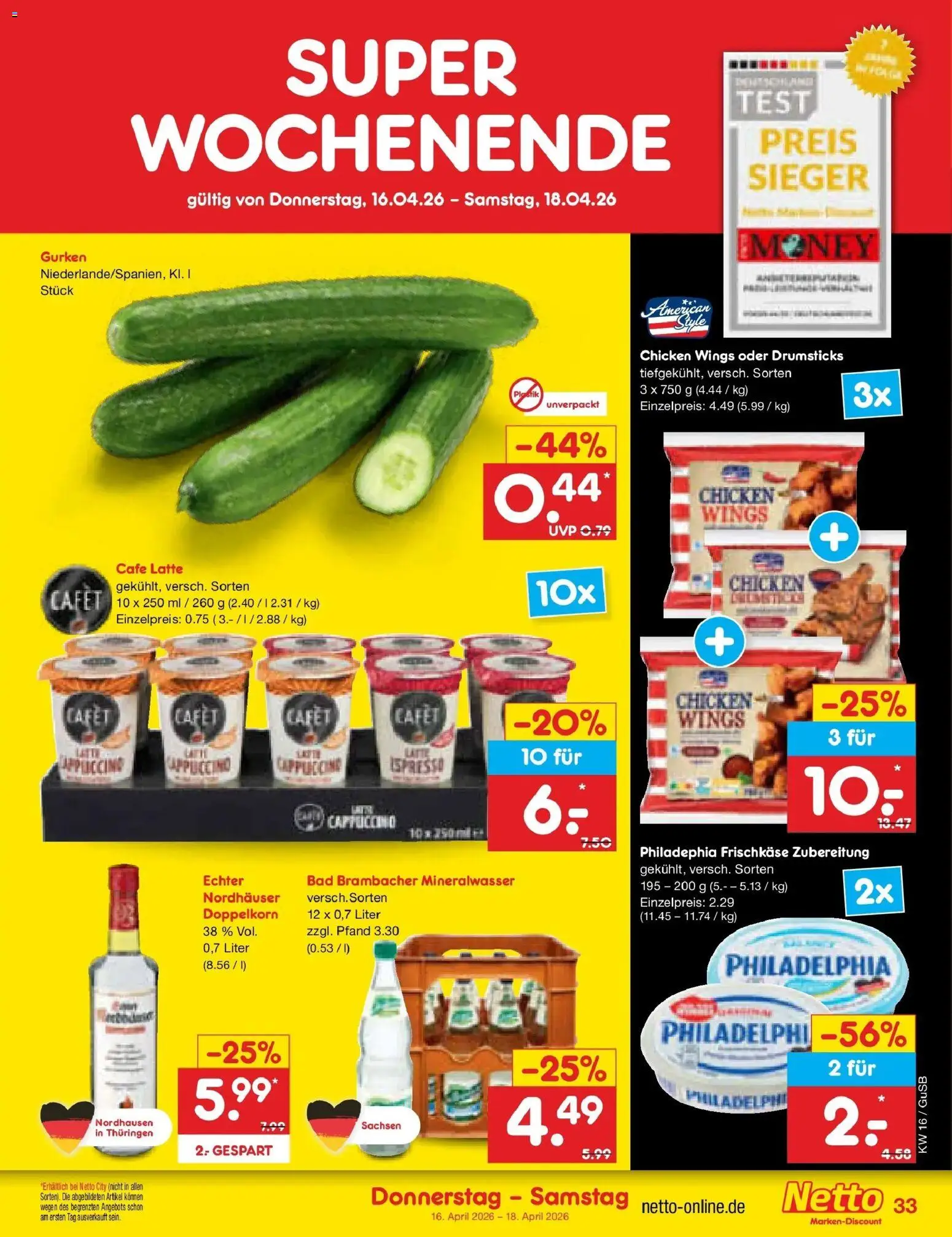 Netto Marken-Discount Prospekt Machern	 – gültig ab 13.04.2026 | Seite: 55 | Produkte: Bad, Mineralwasser, Gurken, Frischkase