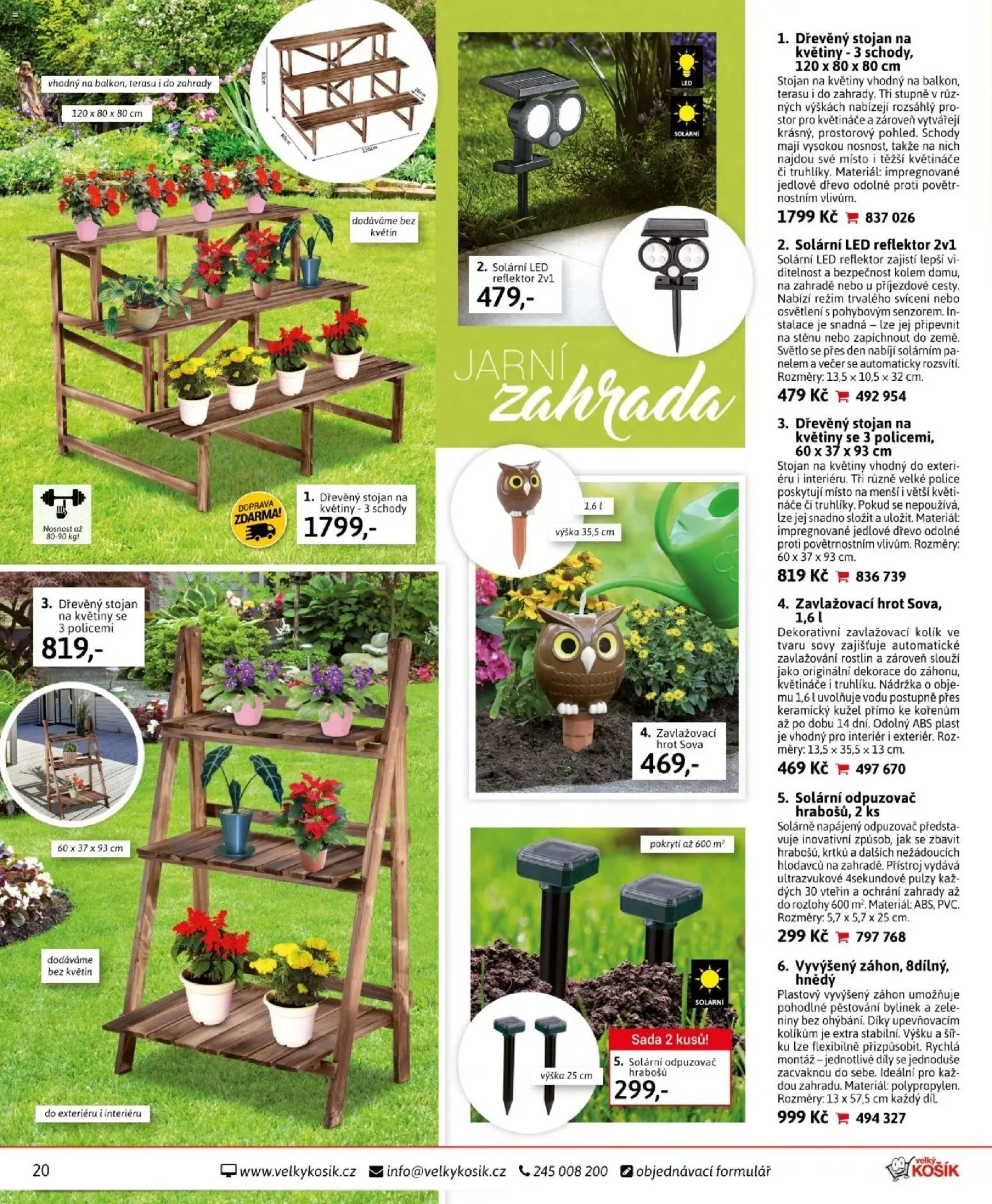 Velký Košík katalog duben 2026 od 01.04.2026 | Strana: 20 | Produkty: Sova, LED reflektor, Květiny, Reflektor