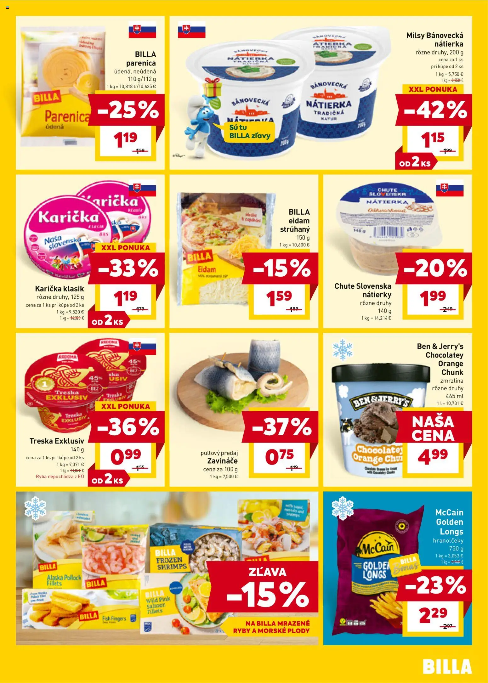 Nové Billa akcie – leták je platný od 26.11.2025 | Strana: 9 | Produkty: Ryby, Eidam, Ryba, Morské plody