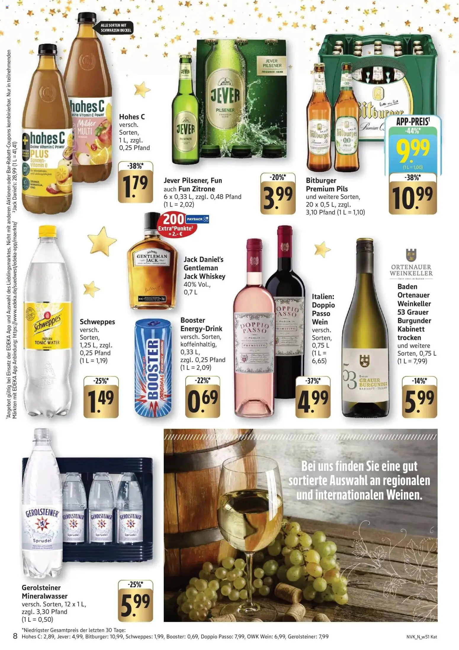 Edeka prospekt Mainz-Finthen	 – gültig ab 15.12.2025 | Seite: 8 | Produkte: Energy, Schweppes, Doppio Passo, Whiskey
