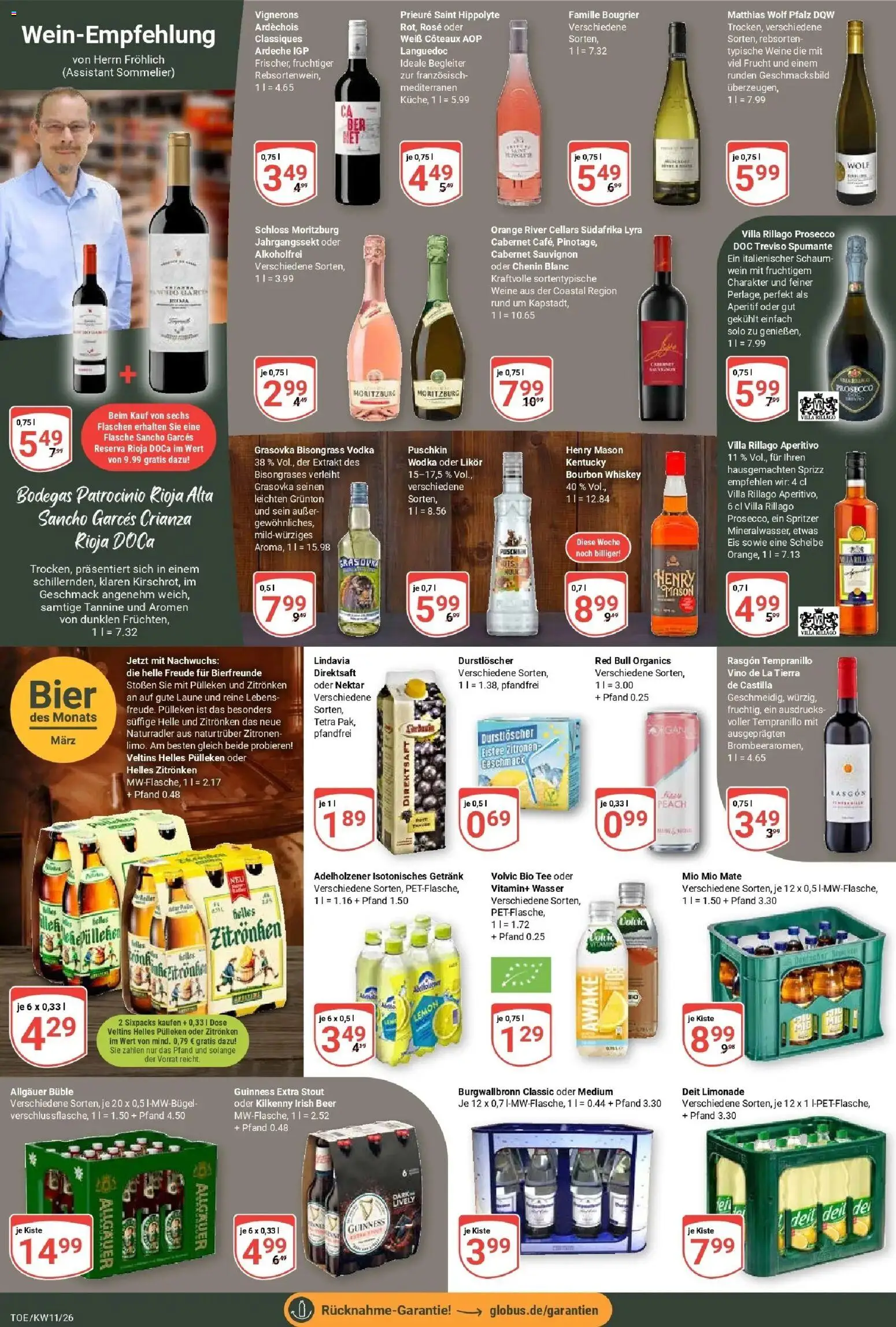 Globus prospekt Tönisvorst	 – gültig ab 09.03.2026 | Seite: 18 | Produkte: Limonade, Wasser, Volvic, Eis