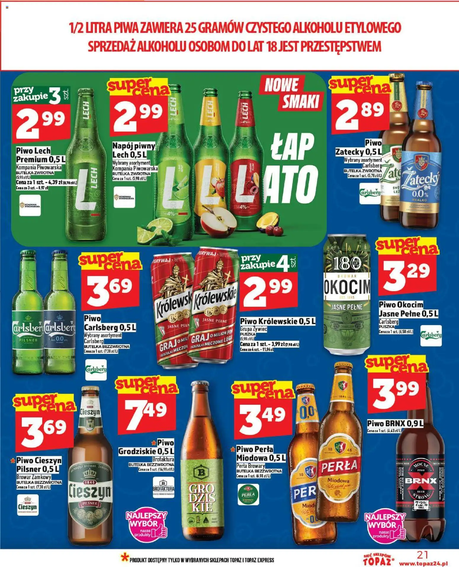 Topaz Gazetka MAZ od 30.10.2025 | Strona: 21 | Produkty: Gra, Piwo perła, Piwo