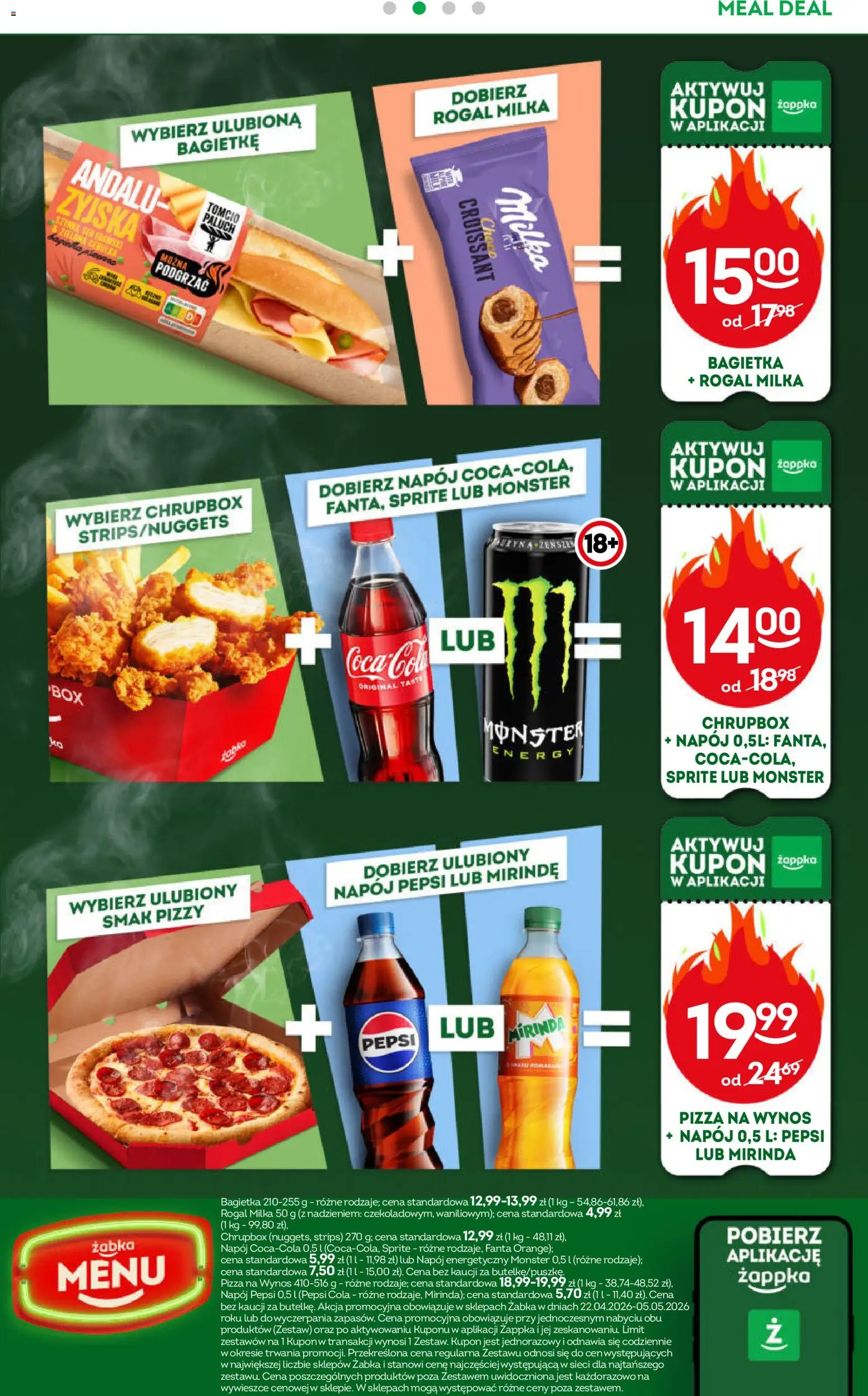 Żabka gazetka od 22.04.2026 | Strona: 63 | Produkty: Pepsi, Milka, Bagietka, Pizza