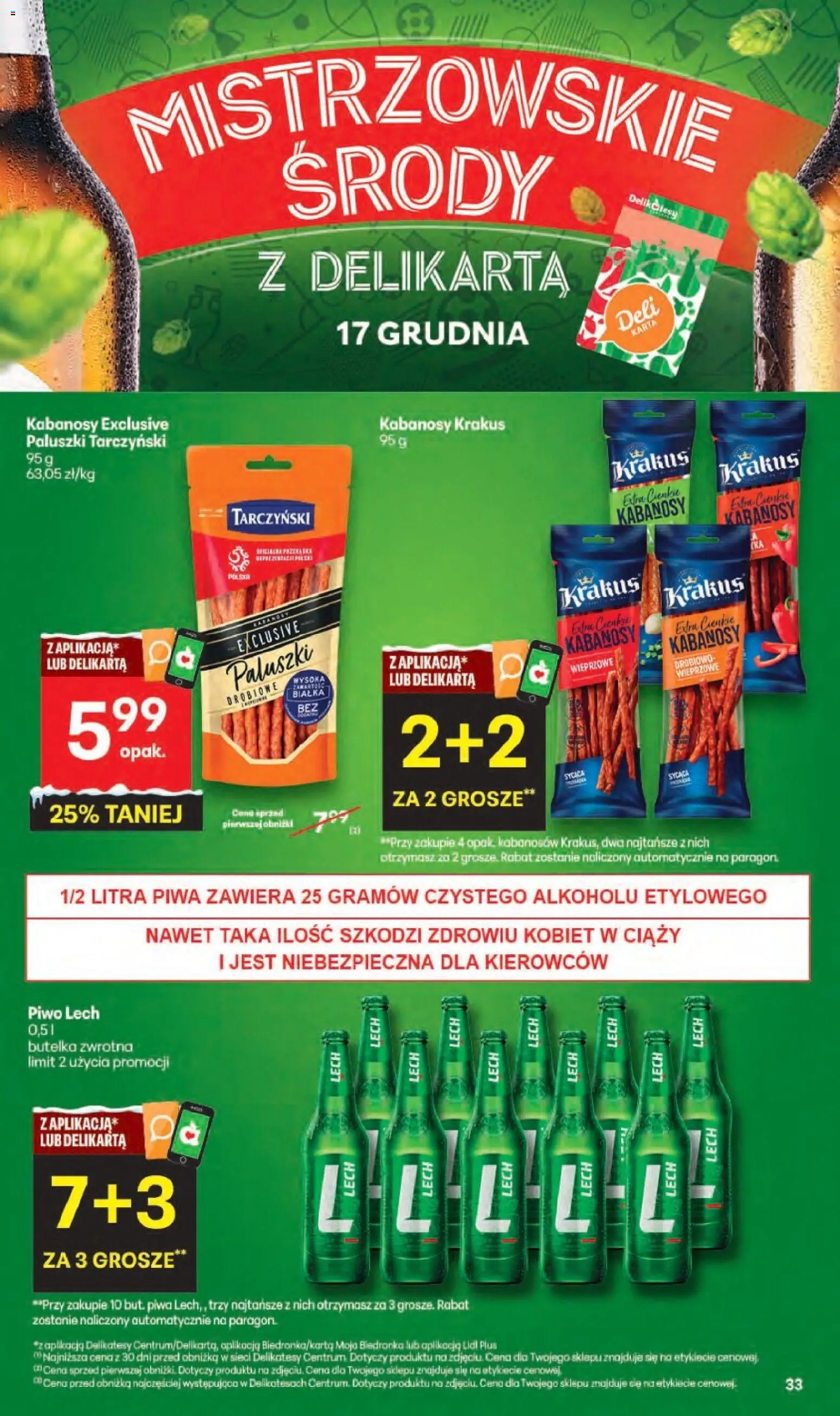 Delikatesy Centrum Gazetka - Sklepy Własne od 11.12.2025 | Strona: 33 | Produkty: Karta, Delikatesy, Paluszki, Piwo