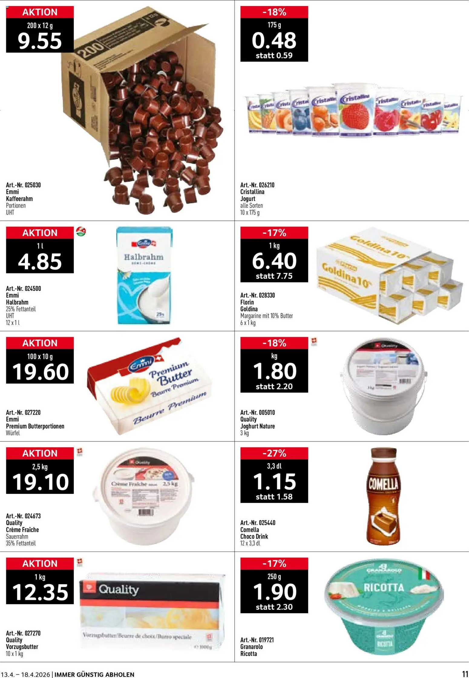 Prodega aktionen – gültig ab 13.04.2026 | Seite: 11 | Produkte: Butter, Joghurt, Sauerrahm, Creme