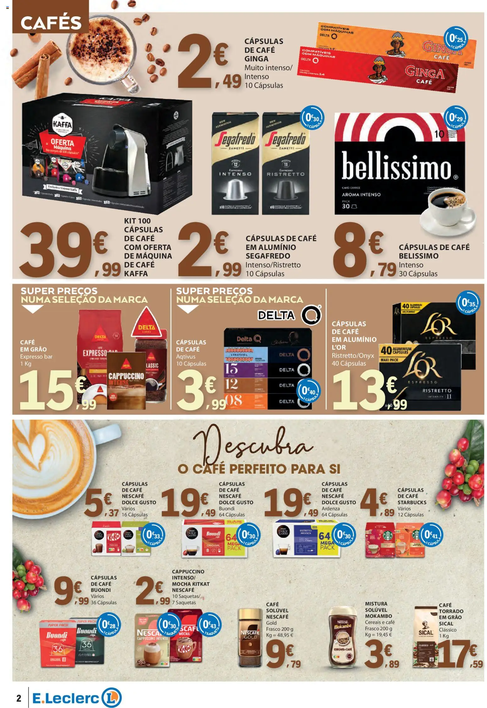 E.Leclerc - Folheto Especial Bebidas Quentes │ válido de 28.10.2025 | Página: 2 | Produtos: Cafe buondi, Delta q, Dolce gusto, Cereais