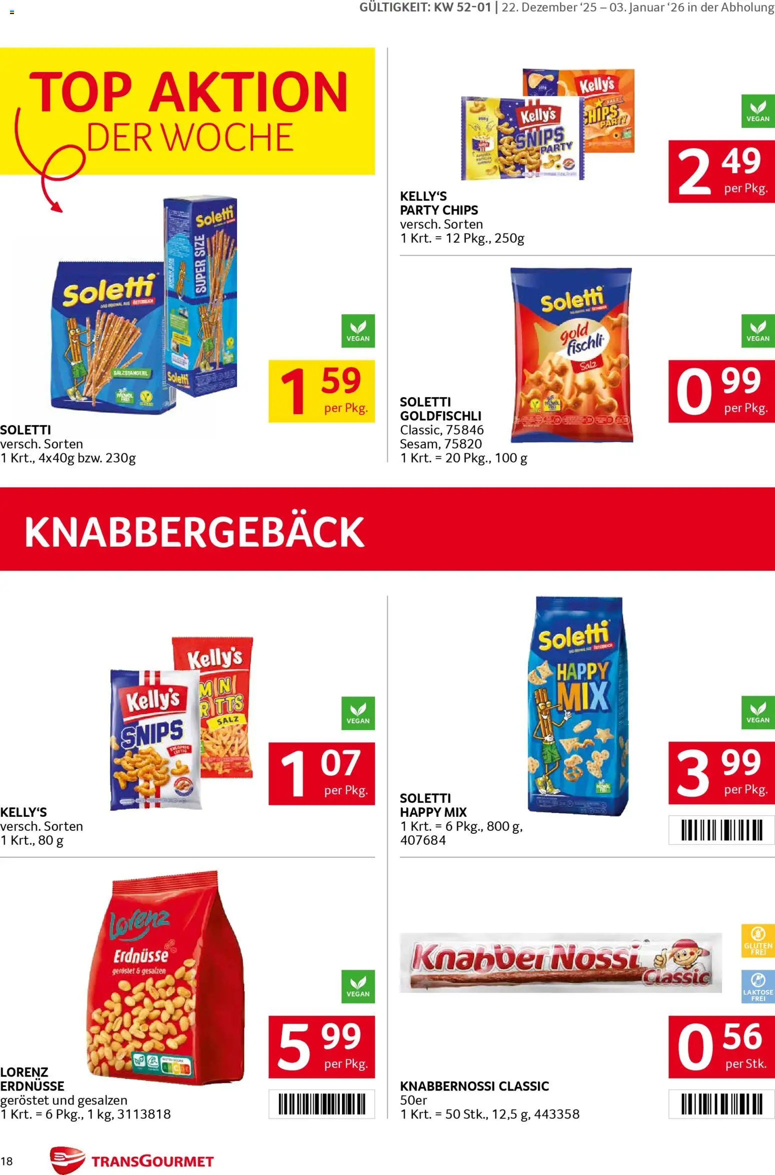 Transgourmet Flugblatt gültig ab 22.12.2025 | Seite: 18 | Produkte: Chips, Salz, Папионка